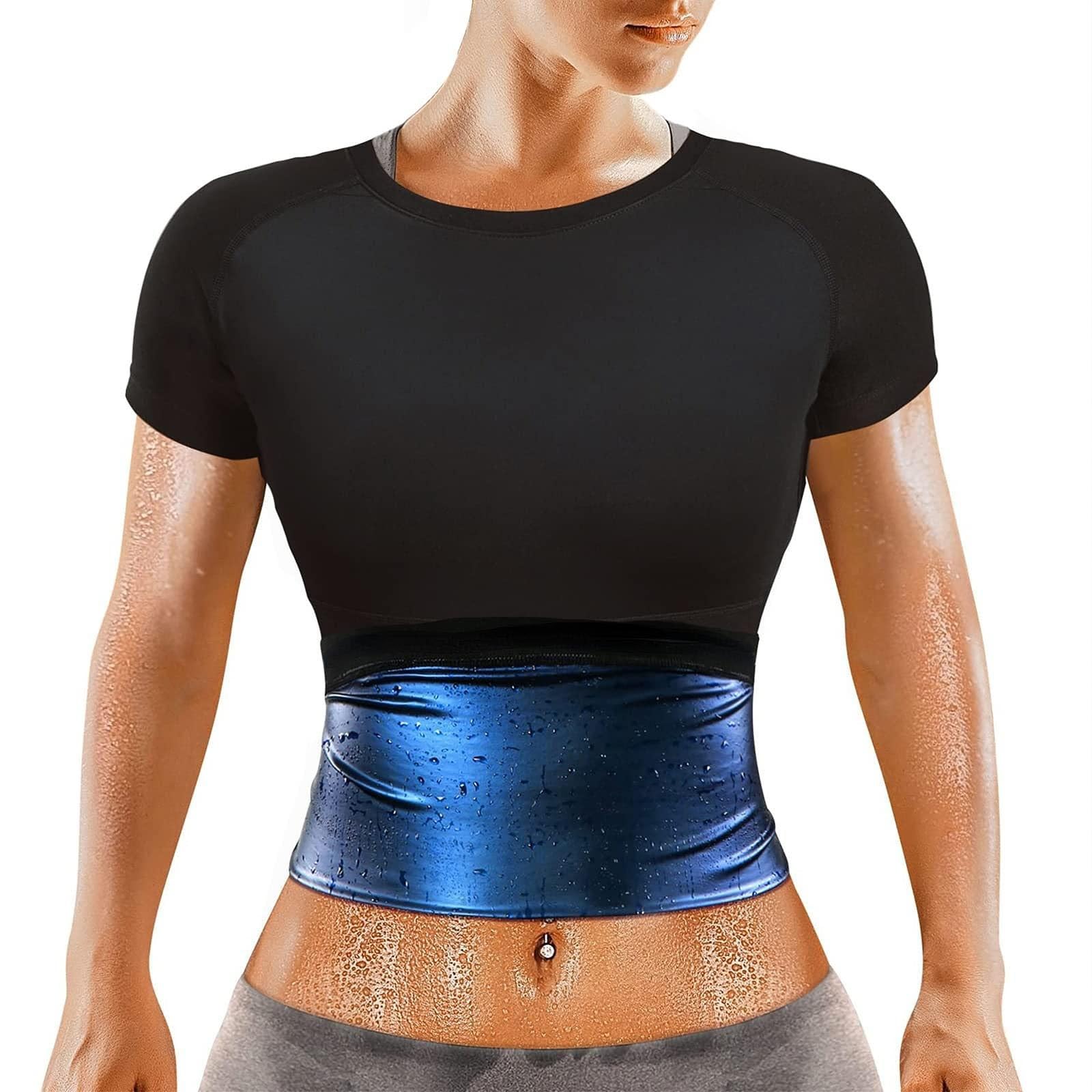 JiaYouLC Men Women Sauna Suit for Weight Loss Short Sleeve Sauna Shirt Waist Slimming Sweat Body Shaper Sauna Top for Gym Exercise Sports (Short Sleeve, Women, M)
