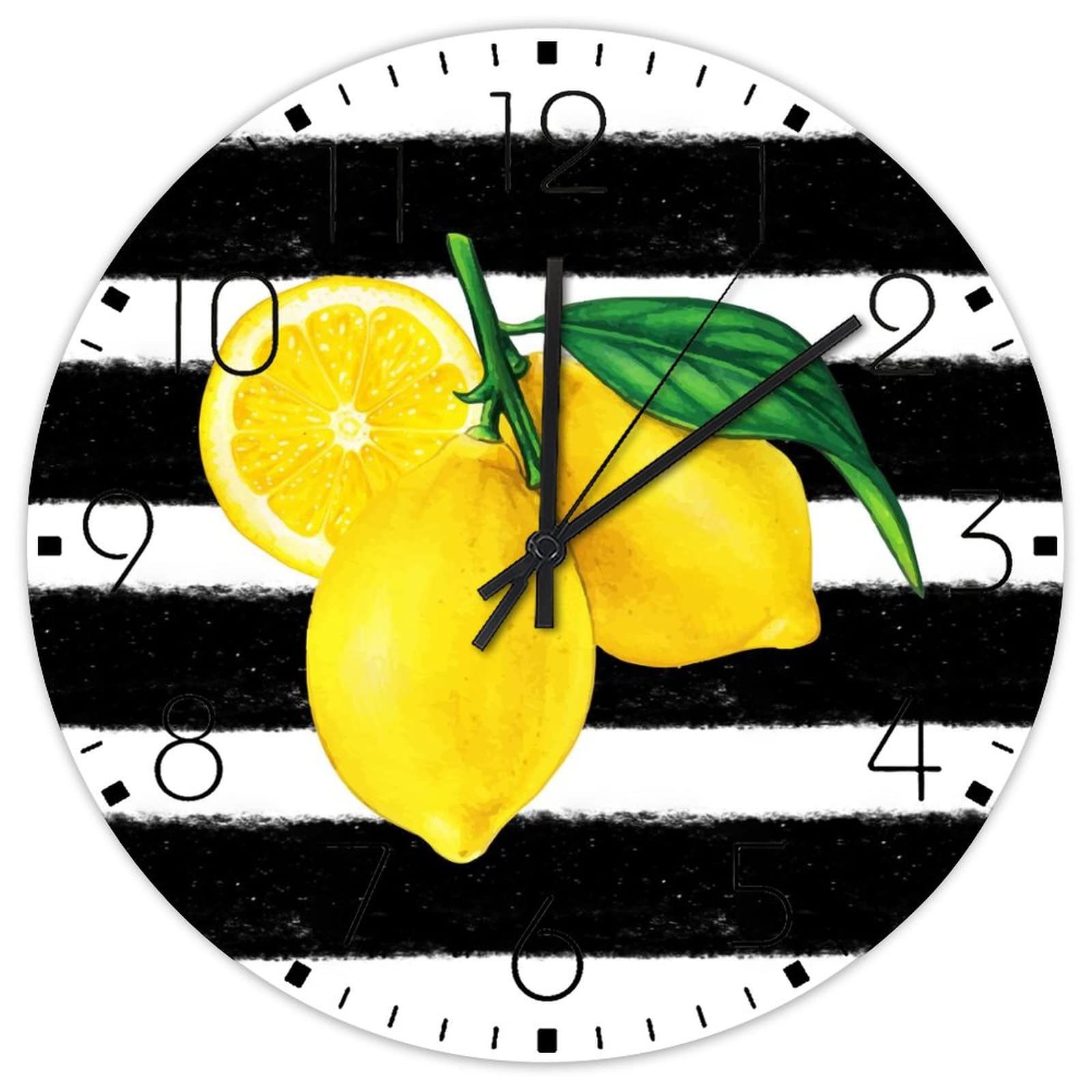 Horloge murale 38cm motif fruits d'été fond de café décoration entrée et magasin