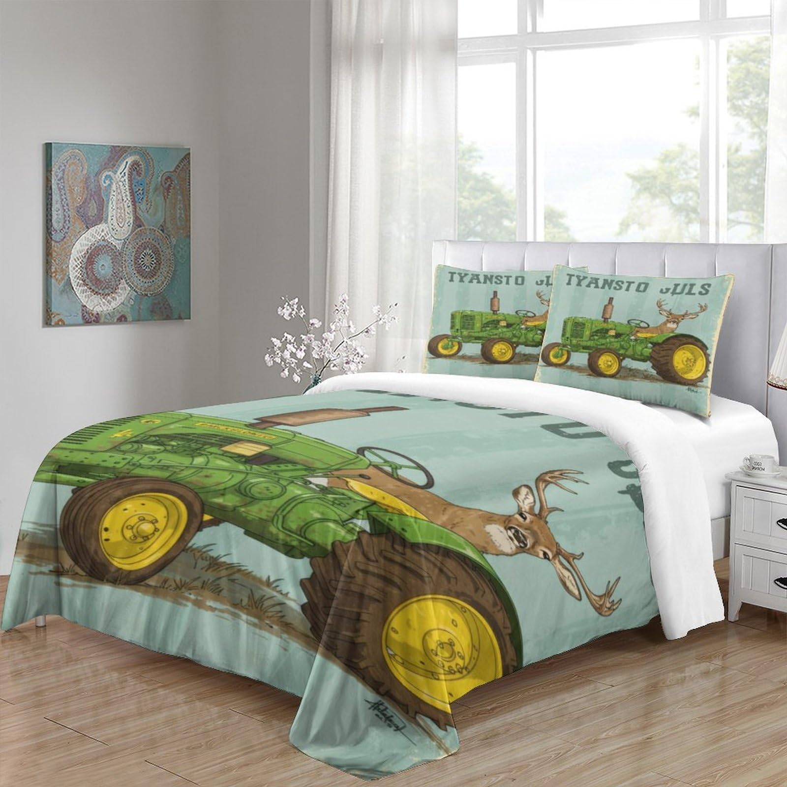 Traktor Hirsch Bettwäsche Set 3D Mikrofasern Kinder Jugend