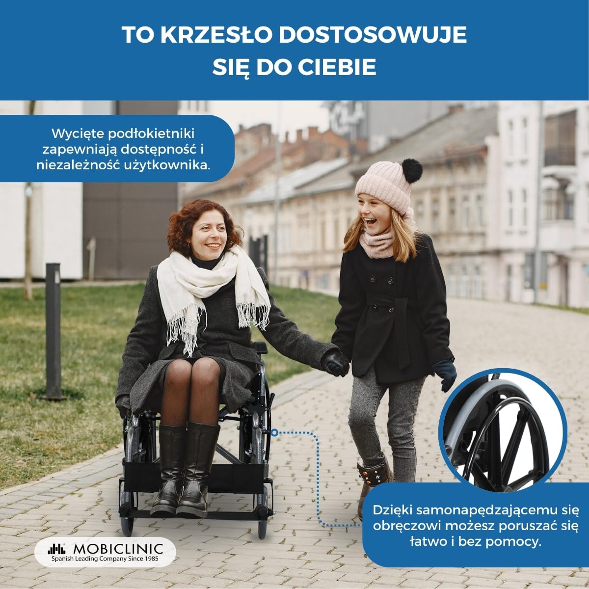 Wózek inwalidzki | składane | Składane podłokietniki | Duże koła | ortopedyczne | Premium | Giralda | Mobiclinic