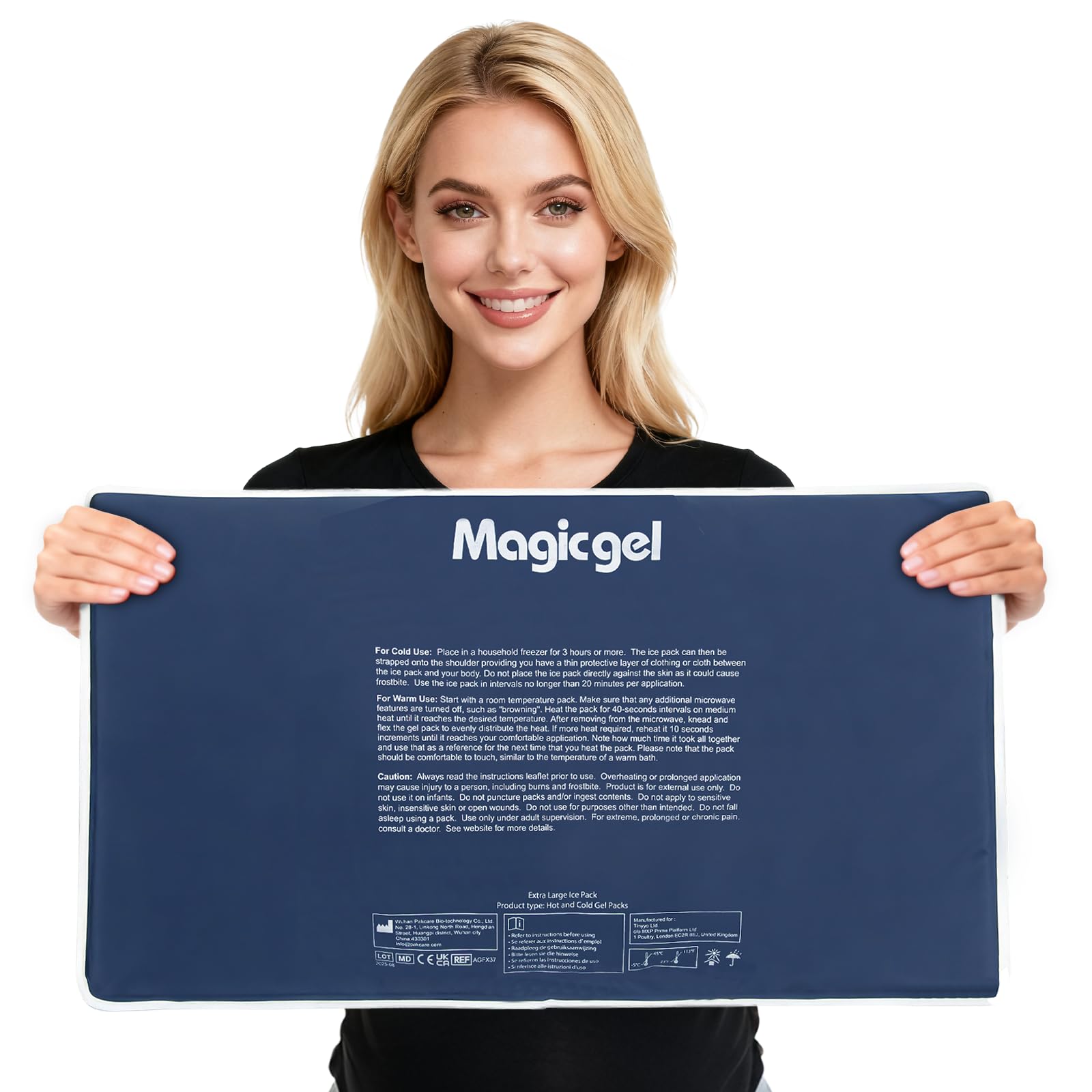 Magic Gel Bolsa Hielo Lesiones Extra Grande - Bolsa Gel Frio para Lesiones XL - Compresa para Congelador o Microondas - Alivia Dolores de Espalda Fisioterapia Recuperación Rápida y Más - Gris