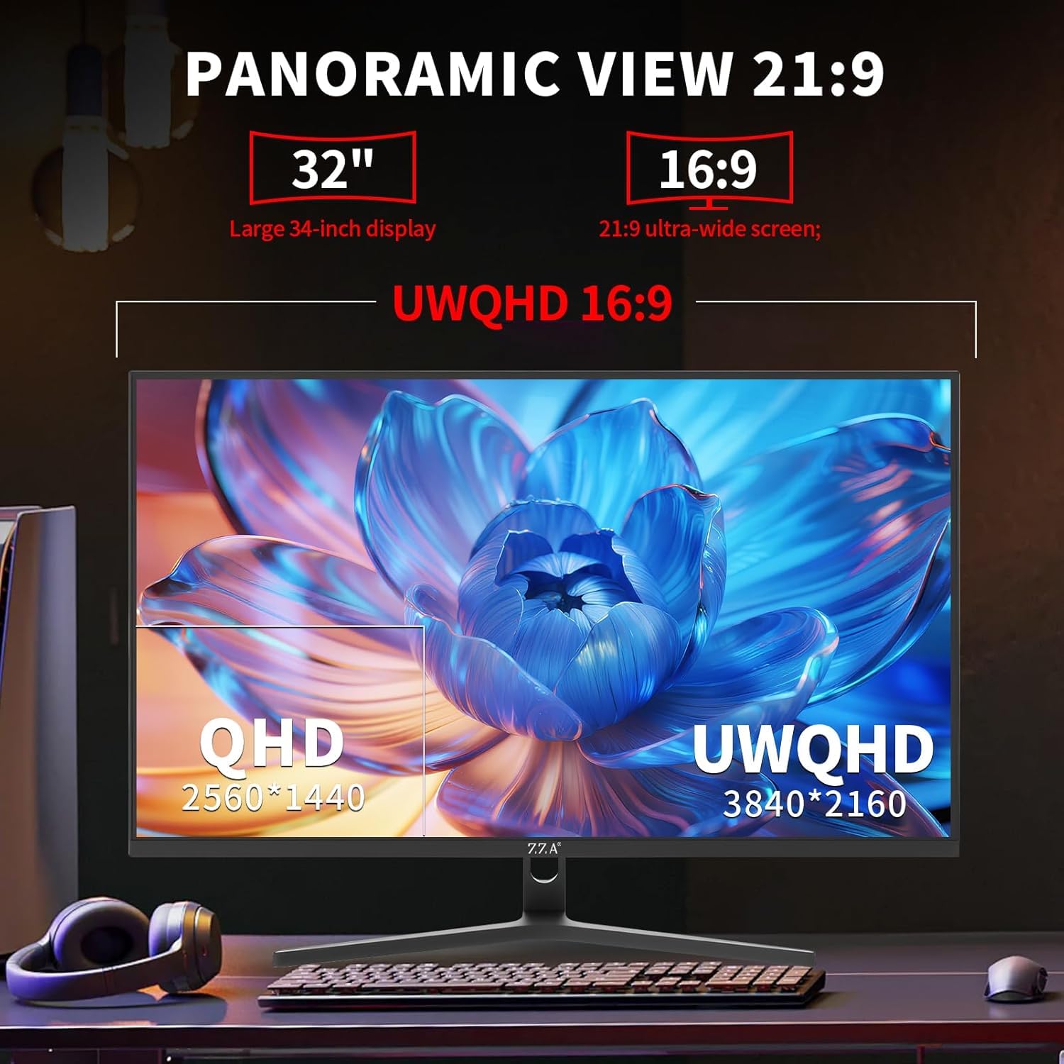 ZZA Display curvo 4K UHD 60Hz 32" (curva 3000R, pannello VA, 99% sRGB, AMD FreeSync), monitor per computer con porte HDMI/DP, supporto VESA, per home office e intrattenimento