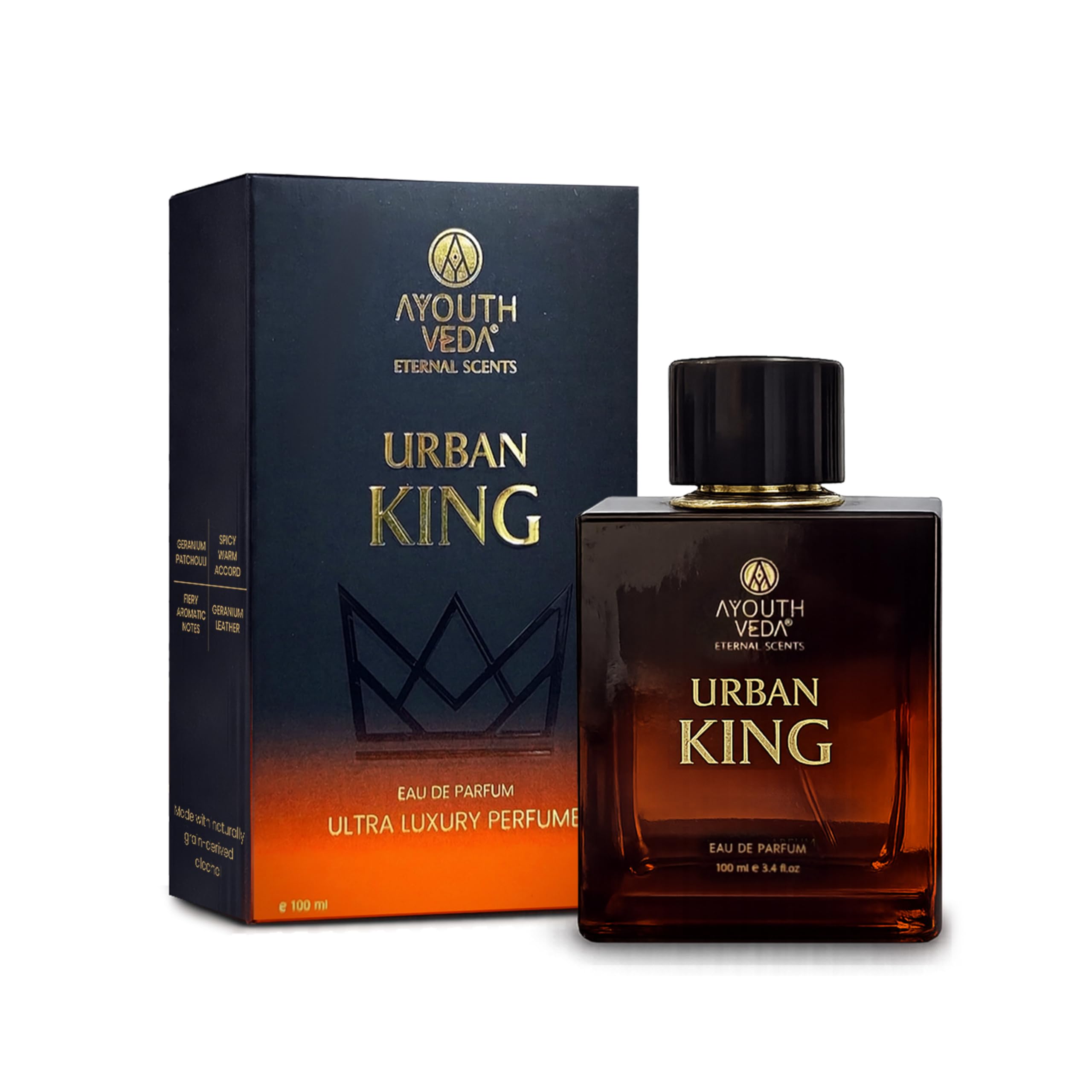 Ayouthveda Urban King Eau De Parfum for Men | Long-Lasting Luxury Perfume | Geranium, Patchouli, Spicy Warm Accord & Leather Notes | Bold & Confident All-Day & Night Fragrance | 100ml-image-49