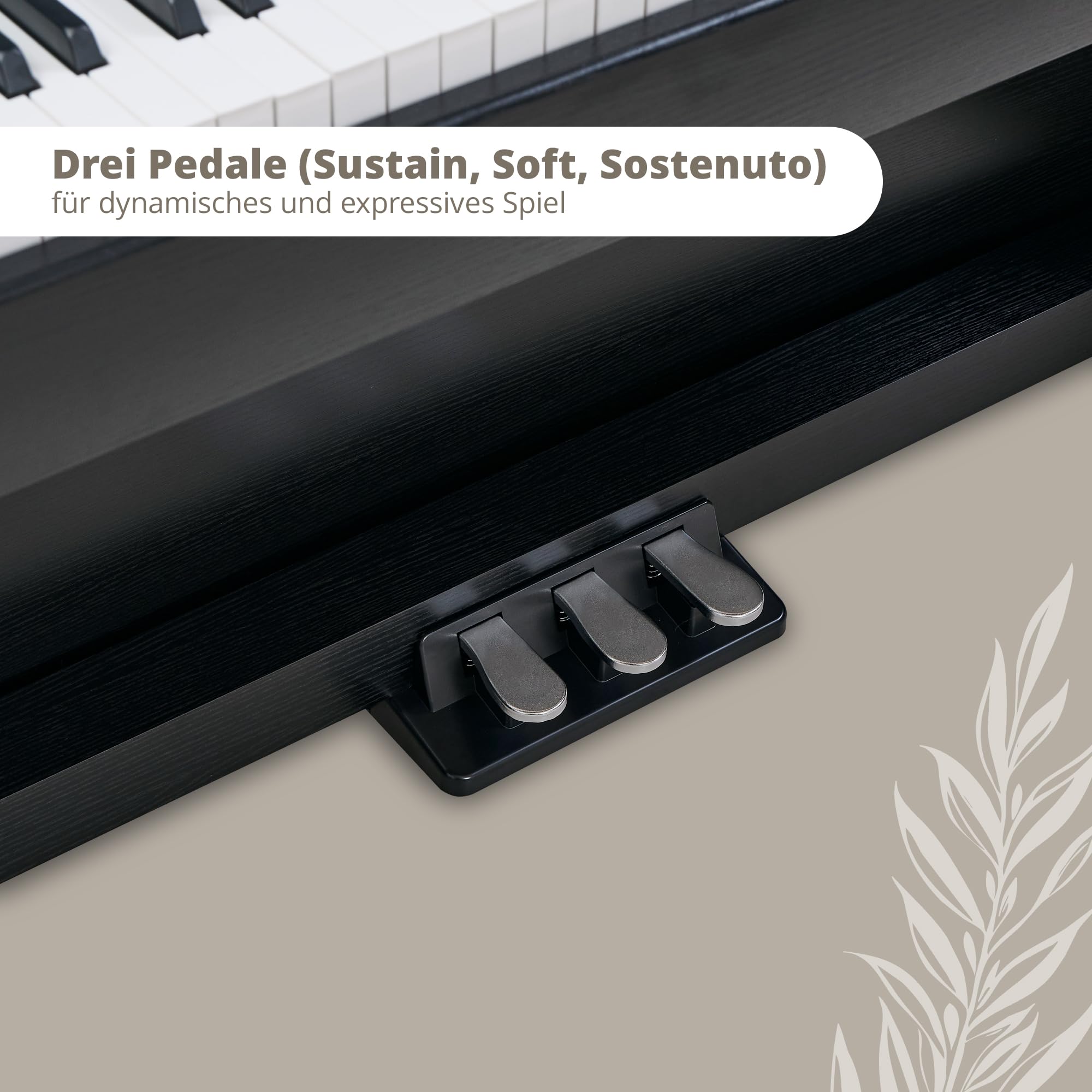 Classic Cantabile DP-220 SM E-Piano Set - Digital Piano 88 gewichtete Tasten mit Hammermechanik - Inklusive Pianobank, Kopfhörer und Klavierschule - Layer-, Split- und Twinova-Funktion - 3 Pedale