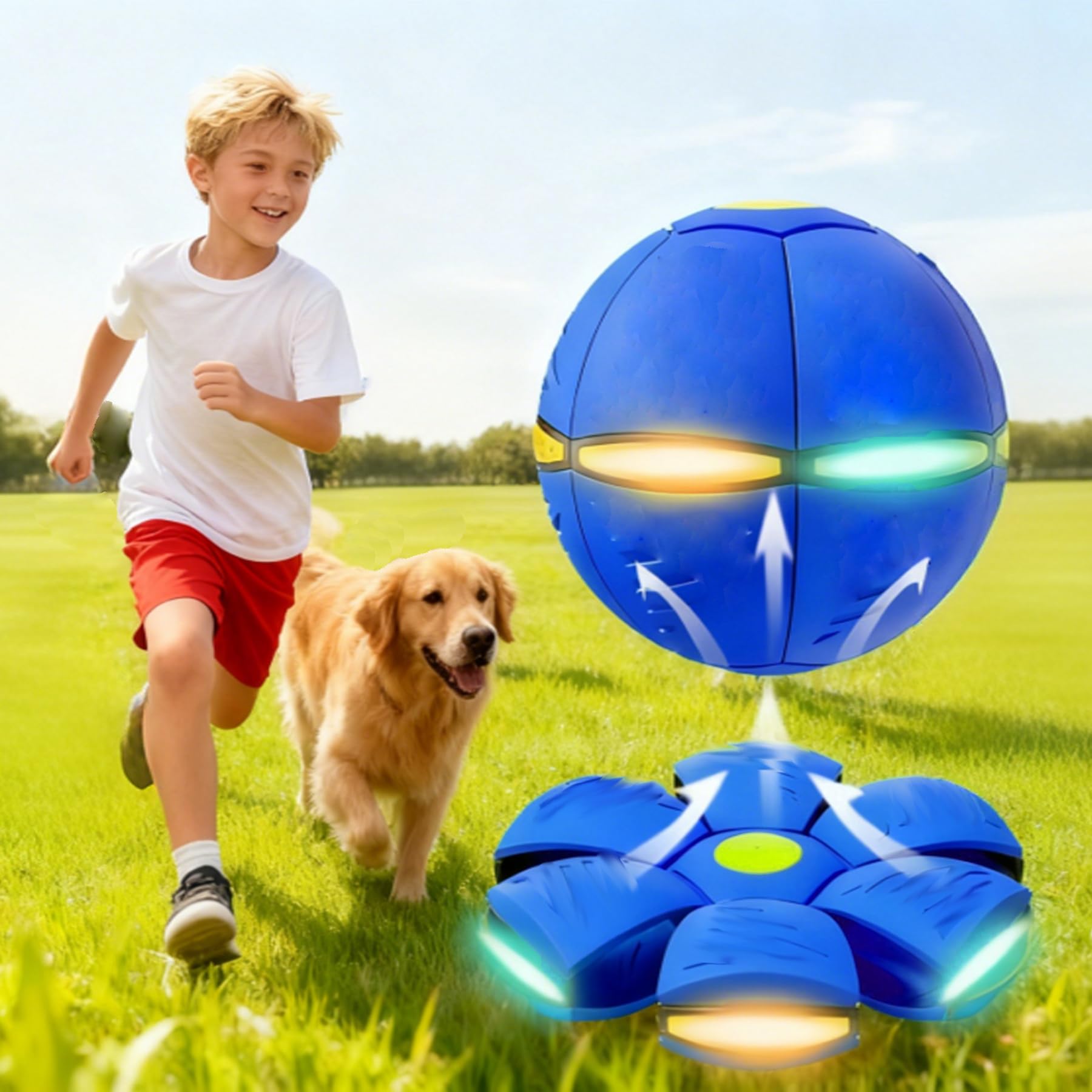 Photo 1 of ***MISSING THE BALL***Magic Bouncy Ball Bouncing Ball Magic UFO Flying Disc Deformation Meta Ball Magic Flying Saucer Outdoor Play Toys Football Indoor Outdoor (DarkBlue)***MISSING THE BALL***