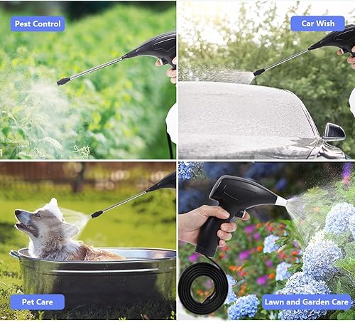 Miniatura 5 de Pulverizador a batería, varita de riego eléctrica con manguera de 6.6 ft, varita de pulverización recargable y portátil para limpieza de casa de