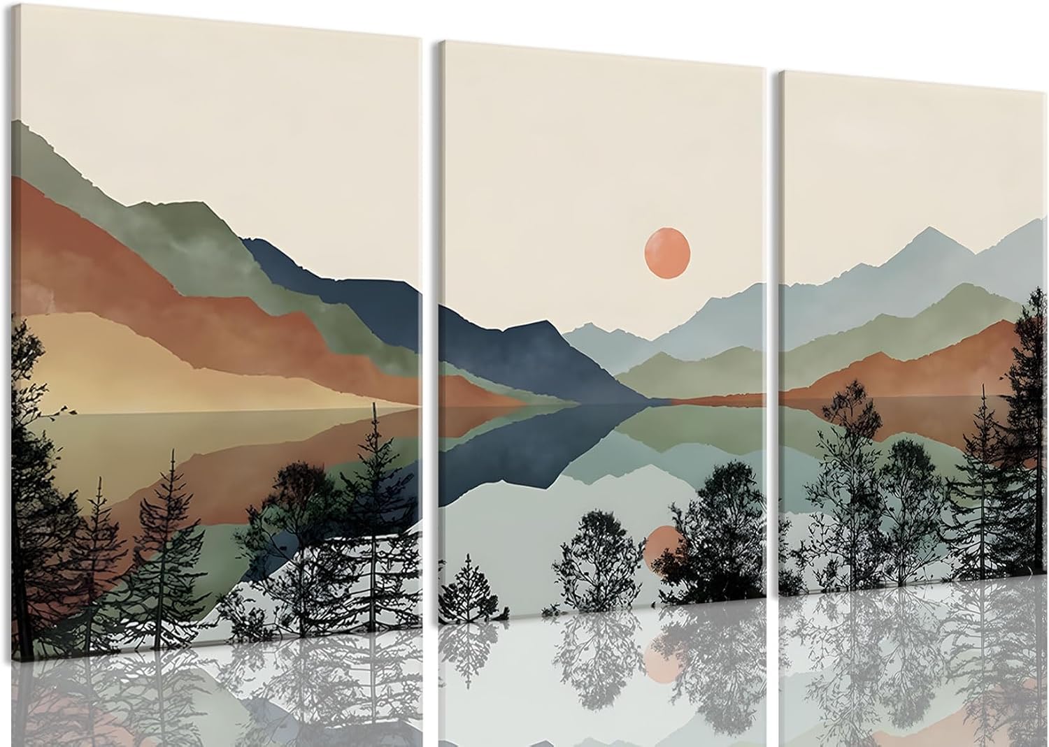 lianyibo Mountain Wall Art Boho Watercolor Nature Landscape Picture Decor Sun Forest Abstract Prints Painting for Living Room(70x100x3/Frameless)