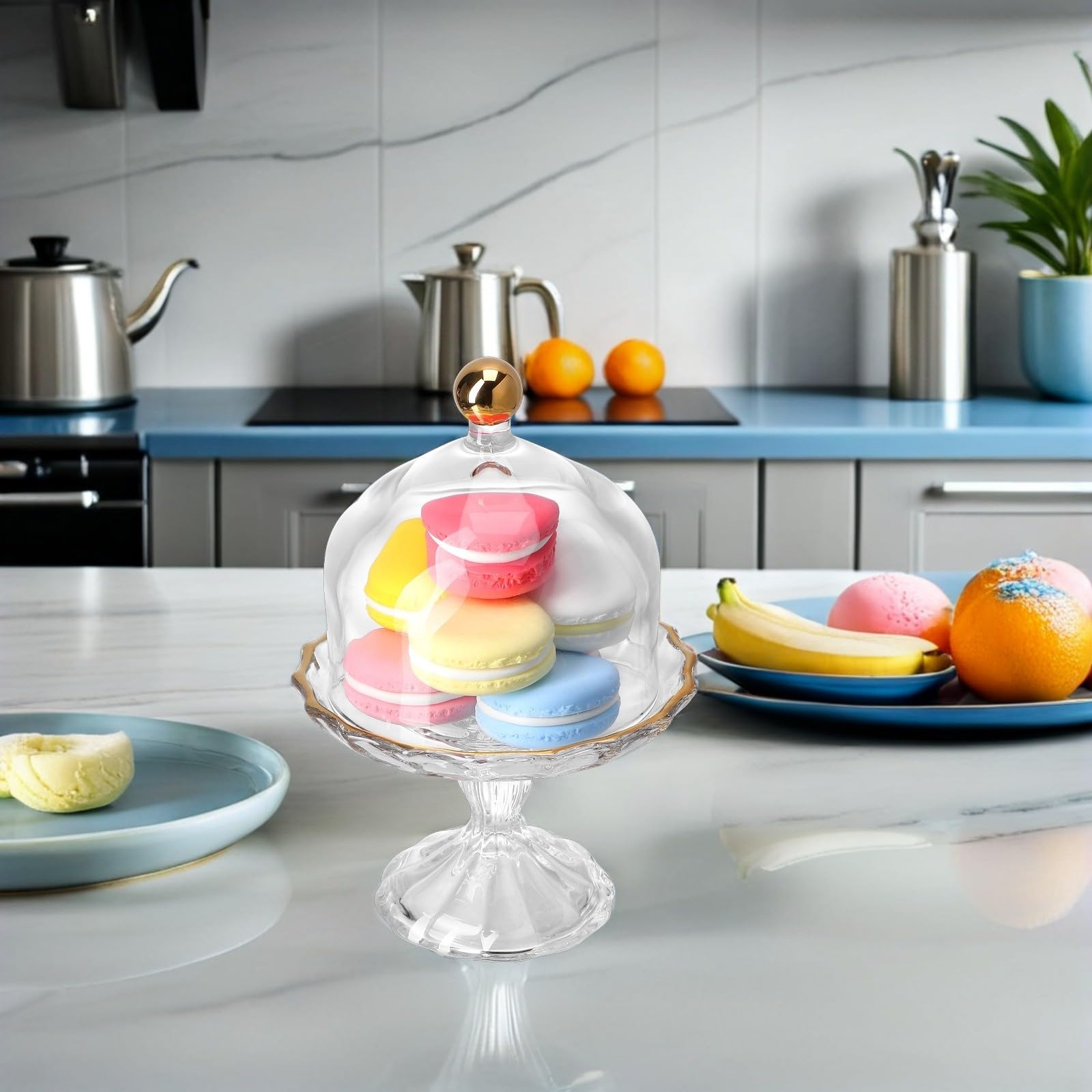 Alipis Présentoir à Dessert avec Dôme en Verre, Mini Support Élégant