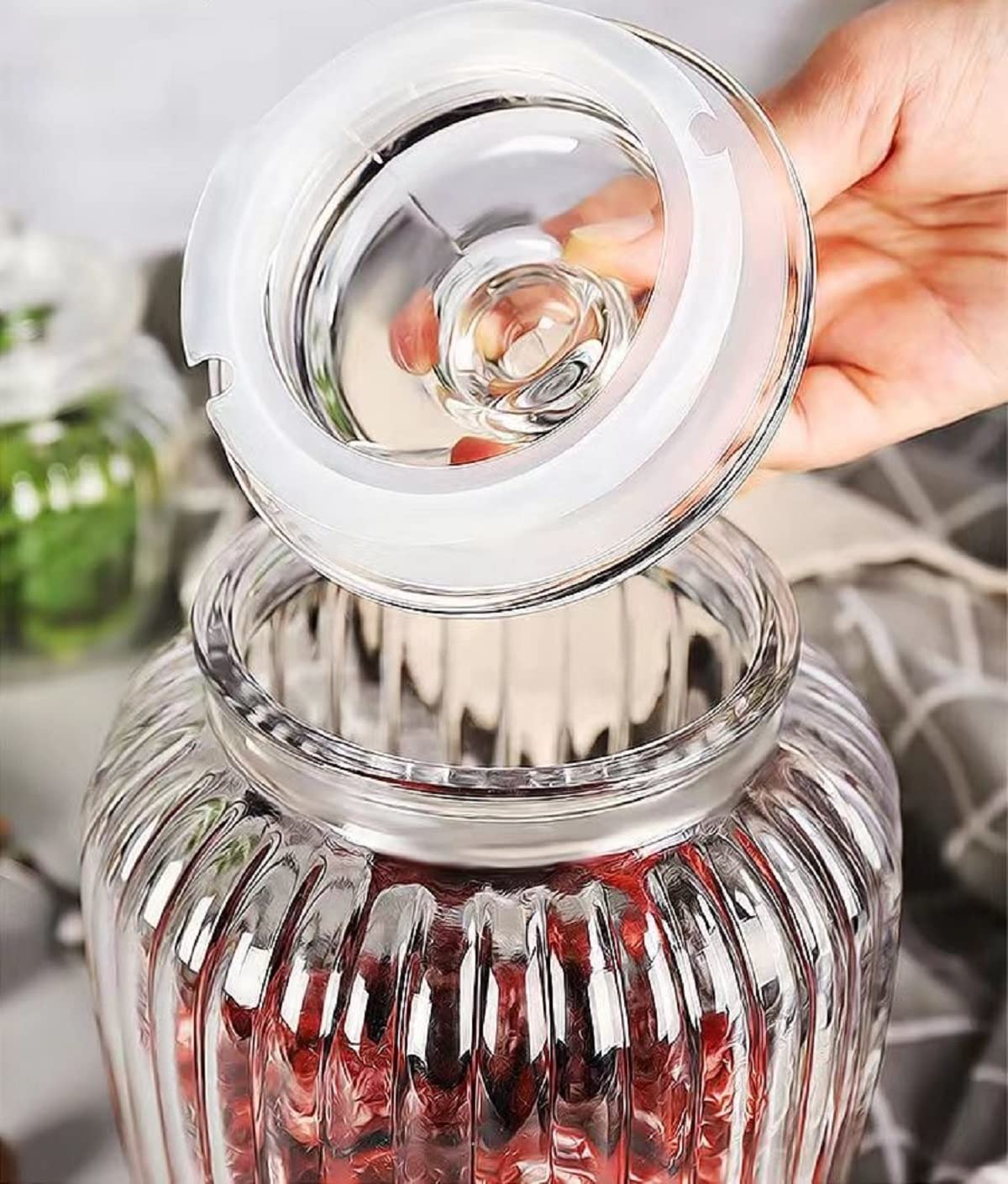 Set 2 Barattoli Vetro 3.9L Con Coperchio - Ermetici Per Alimenti, Biscotti, Caramelle - Myiosus