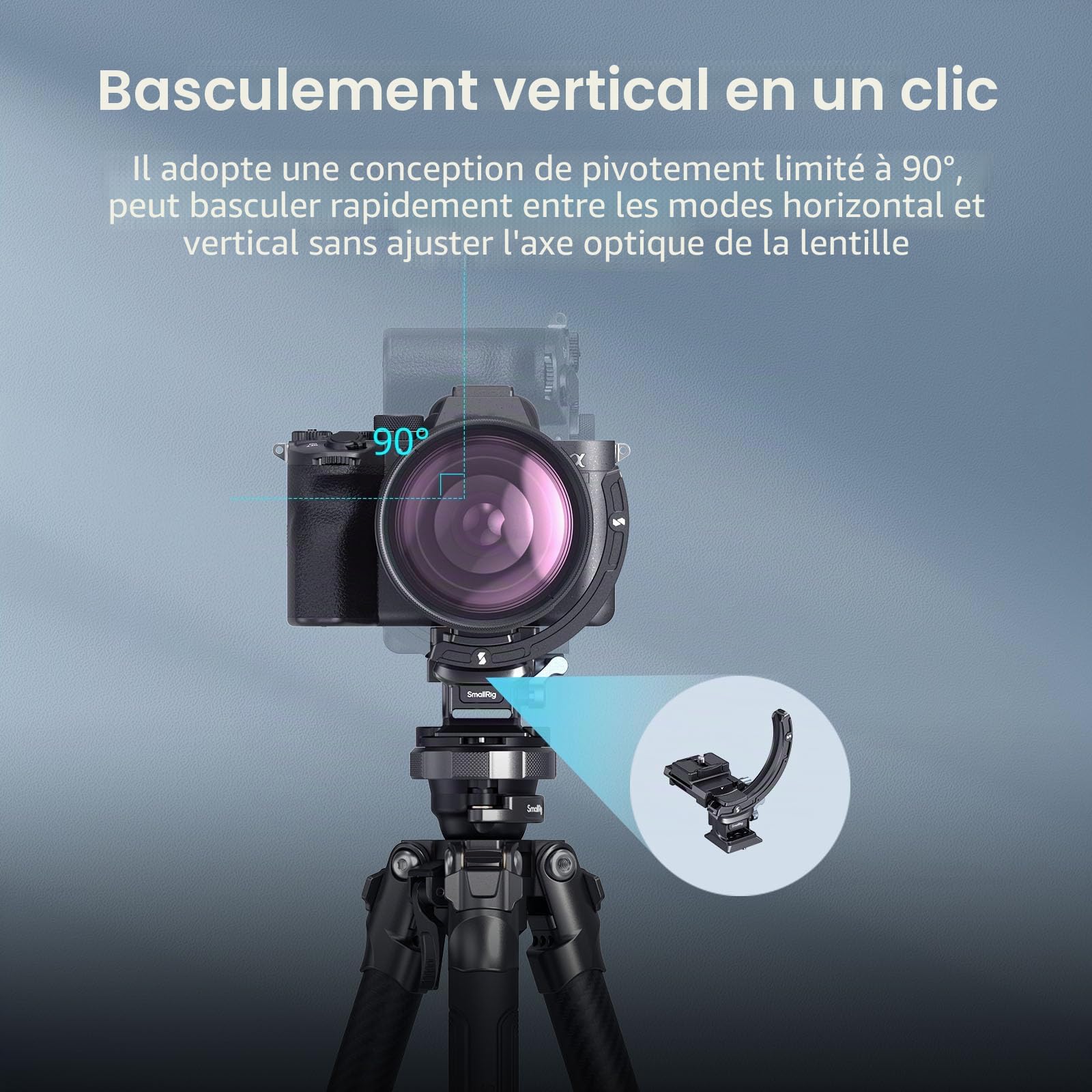 SMALLRIG Kit de Plaque de Montage Horizontale vers Verticale pour Caméra sans Miroir, pour Sony, pour FUJIFILM, pour Nikon, pour Canon, Monture d'objectif avec Plaque à Dégagement Rapide de Arca-4349