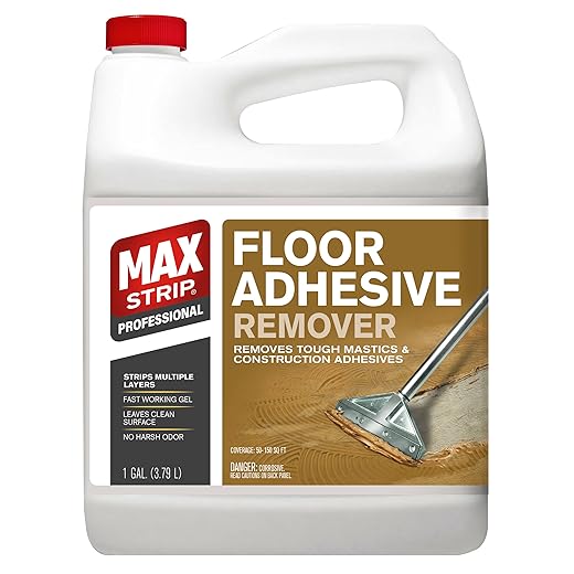 Max Strip Floor Adhesive Remover - 1 Gallon - Professional Fast Working Gel Strips Multiple Layers - Removes Tough Mastics and Construction Adhesives - No Harsh Odor Leaves Surface Clean