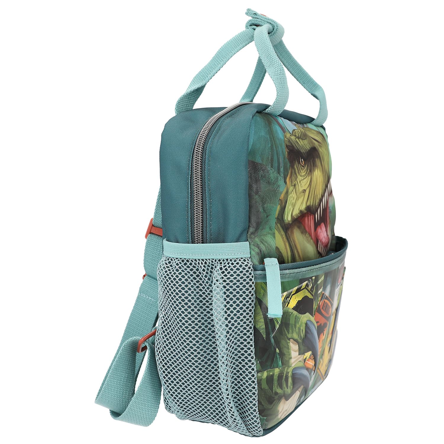 Depesche 11778 Dino World Danger - Rucksack für Kinder in Dunkelgrün mit Trex Motiv, Tasche mit verstellbaren Trägern und Seitentaschen