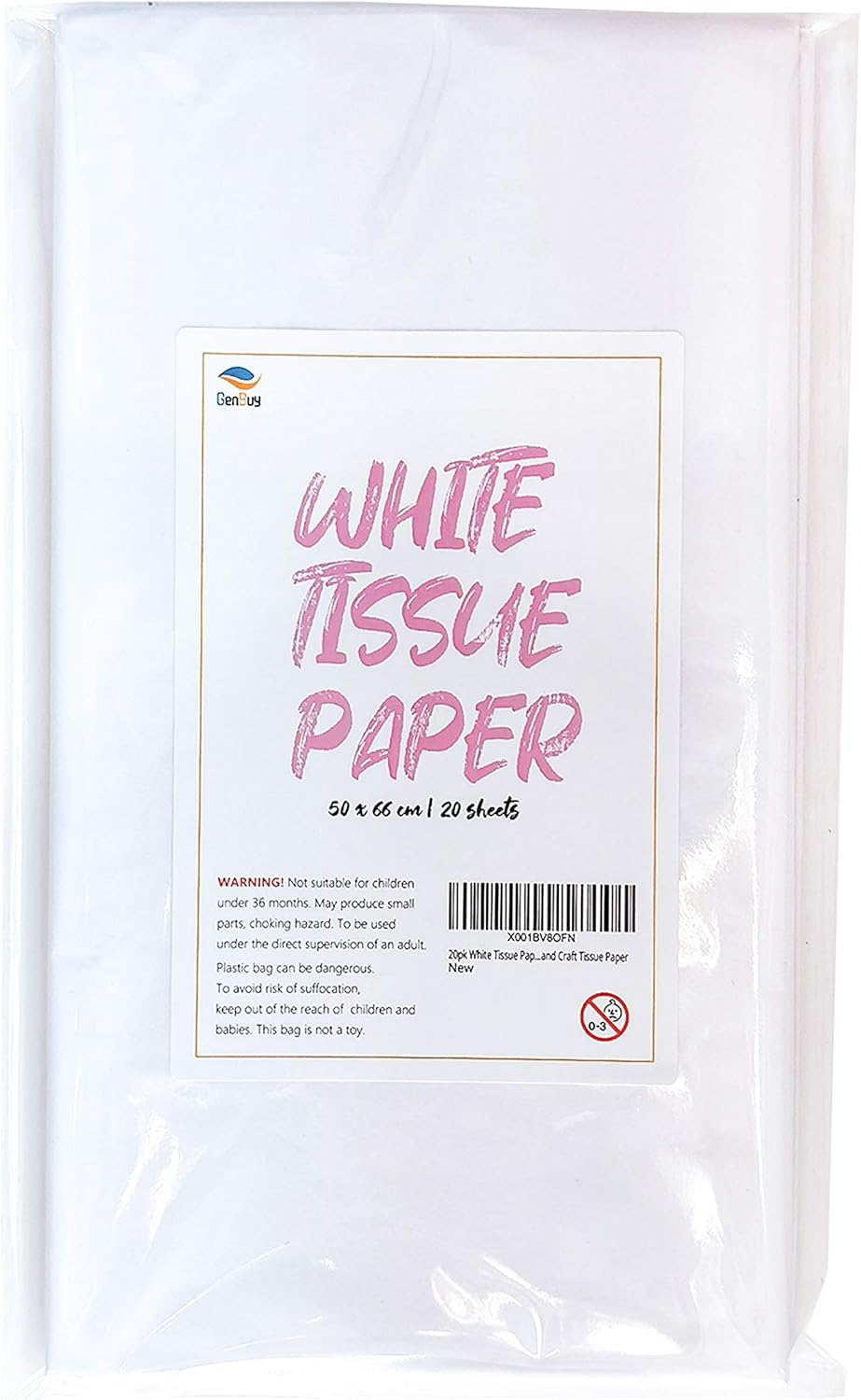 20 Sheets White Tissue Paper 50x66 cm Solid Tissue Paper Sheets