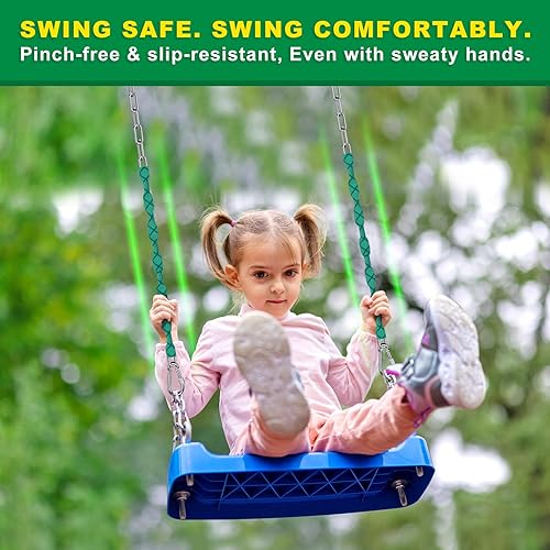 Miniatura 3 de SELEWARE 2 cadenas de columpio resistentes de 85 pulgadas, cadenas colgantes de acero inoxidable de capacidad de 1000 libras con 4 mosquetones, kit