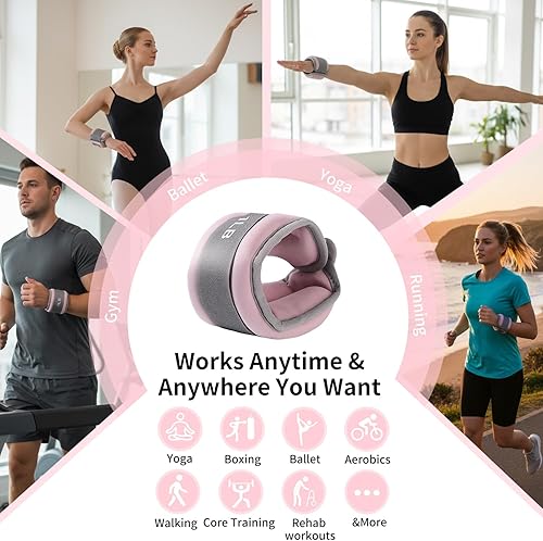 Miniatura 3 de Pesas de tobillo para mujeres y niños, 0.5 libras1 libra cada par de muñecas y tobillos (1 libra2 libras en total) pesas ajustables para