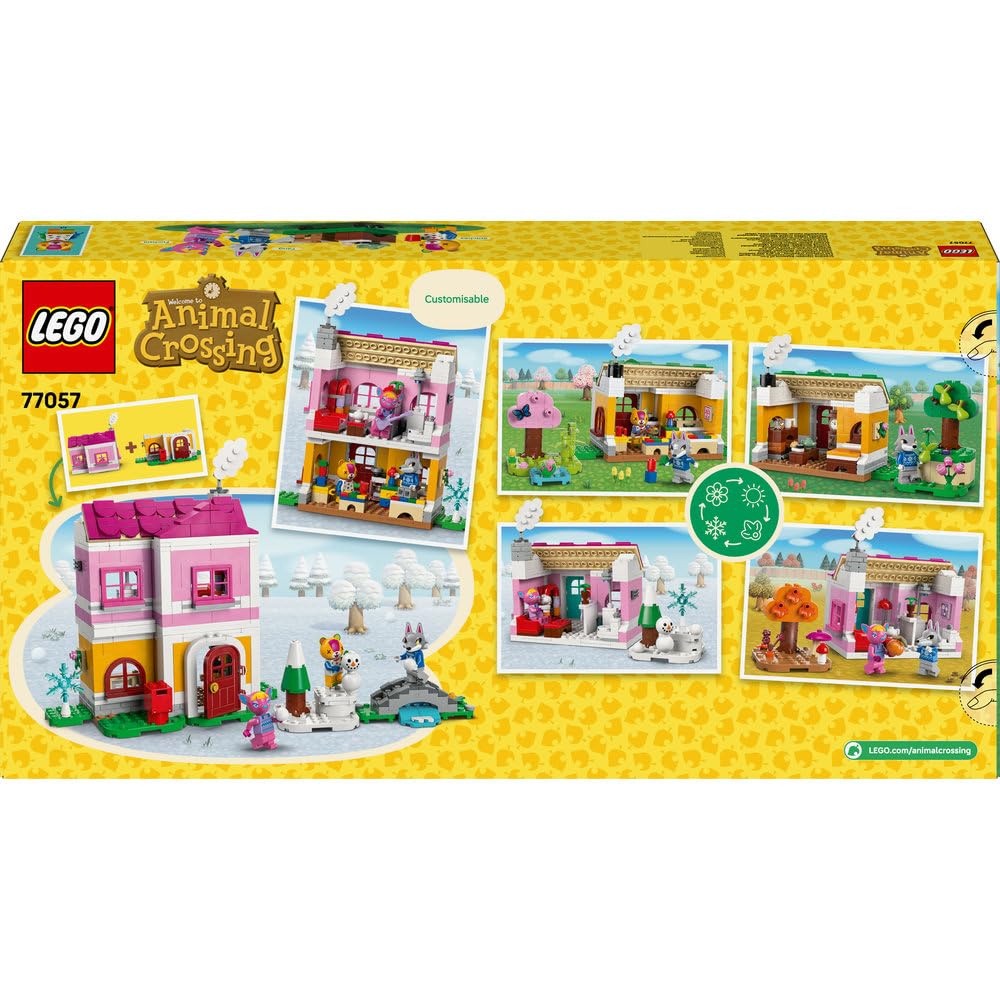 LEGO Animal Crossing Kreatywne domy: Pory zabawy 77057 | Zabawka gamingowa z domkiem, zestaw z postaciami, prezent dla fana gry 7+, klocki dla dziewczynek i chłopców, 814 elementów