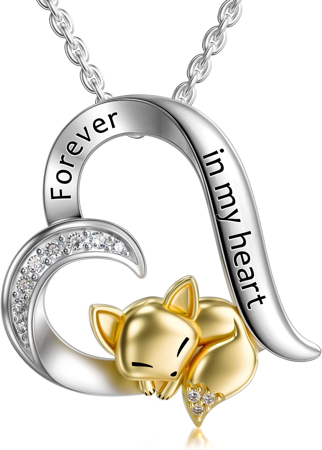 LONAGO925 Sterling Silver Animal Pendant Necklace Cute Unicorn Fox Necklace Jewelry for Women