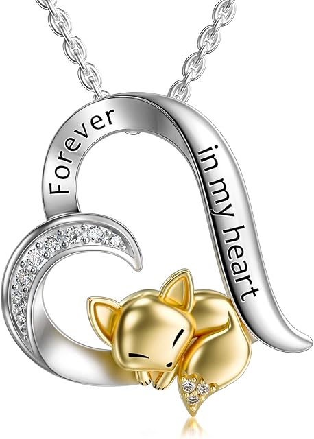 LONAGO 925 Sterling Silver Animal Pendant Necklace Cute Unicorn Fox Necklace Jewelry for Women