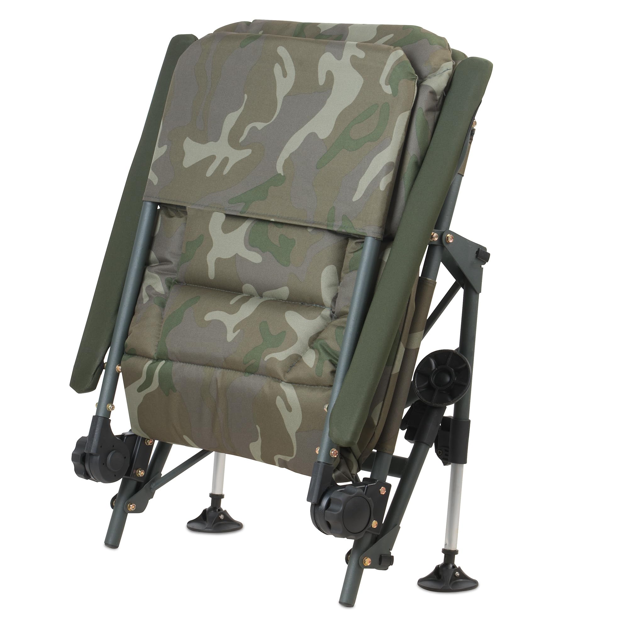 CampFeuer Sedia Pesca Camouflage Verde Oliva | Sedia Campeggio Regolabile Altezza | Poltrona Carpfishing Pieghevole con Cuscino | Sedia Outdoor Viaggio per Campeggio, Tenda, Pesca | Carp Chair