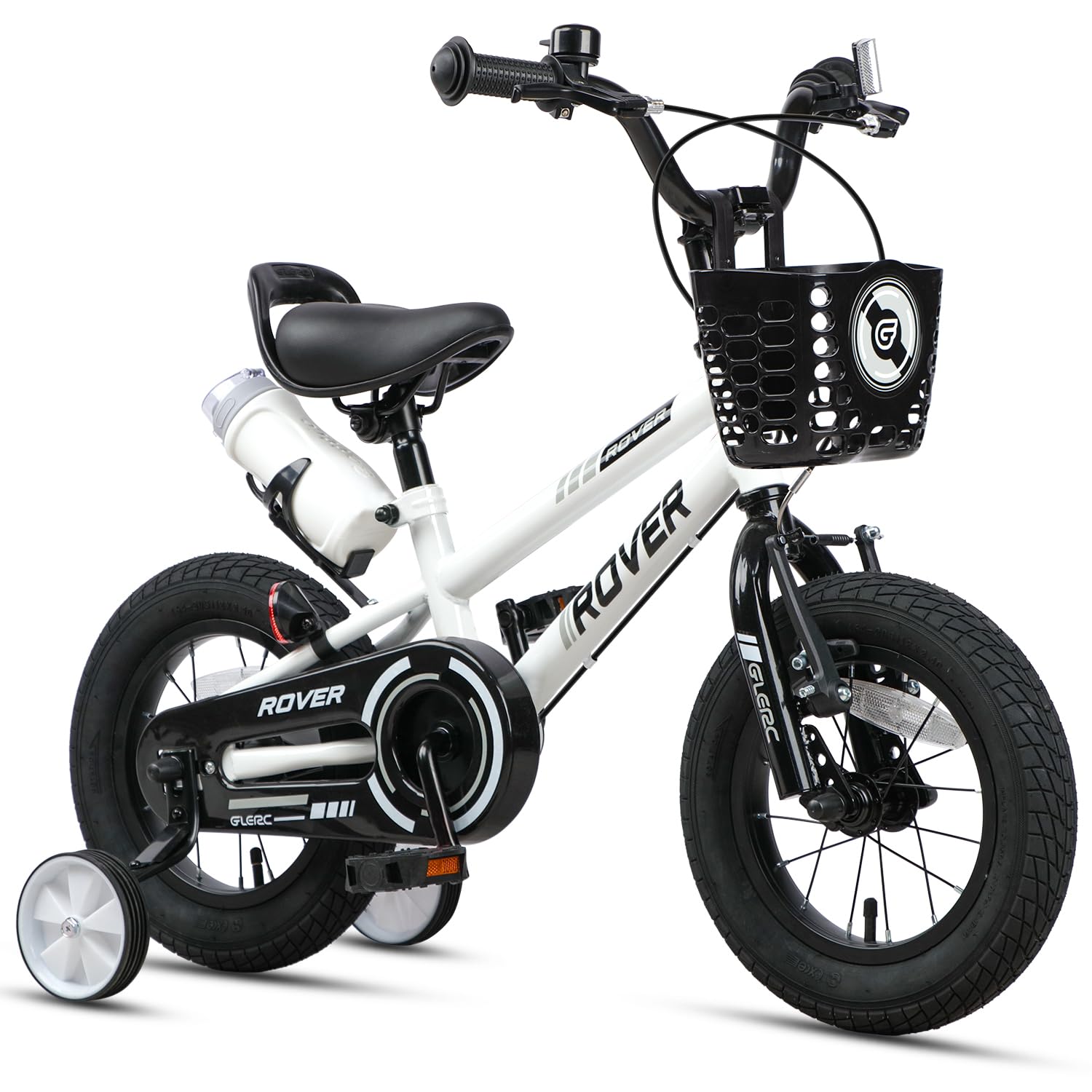 Glerc Rover 12, 14, 16 & 18 Zoll Kinderfahrräder für Jungen & Mädchen ab 2-9 Jahre, mit Stützrädern, Korb und Wasserflasche