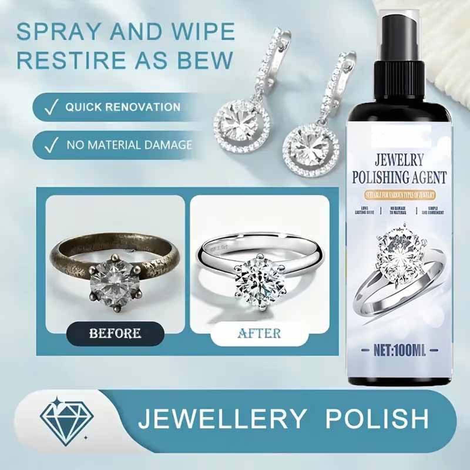 Antyoksydacyjny spray do czyszczenia biżuterii, uniwersalny środek do usuwania nalotu, emalia w płynie, szybkie i łatwe czyszczenie biżuterii, delikatny zestaw sprayu do czyszczenia biżuterii