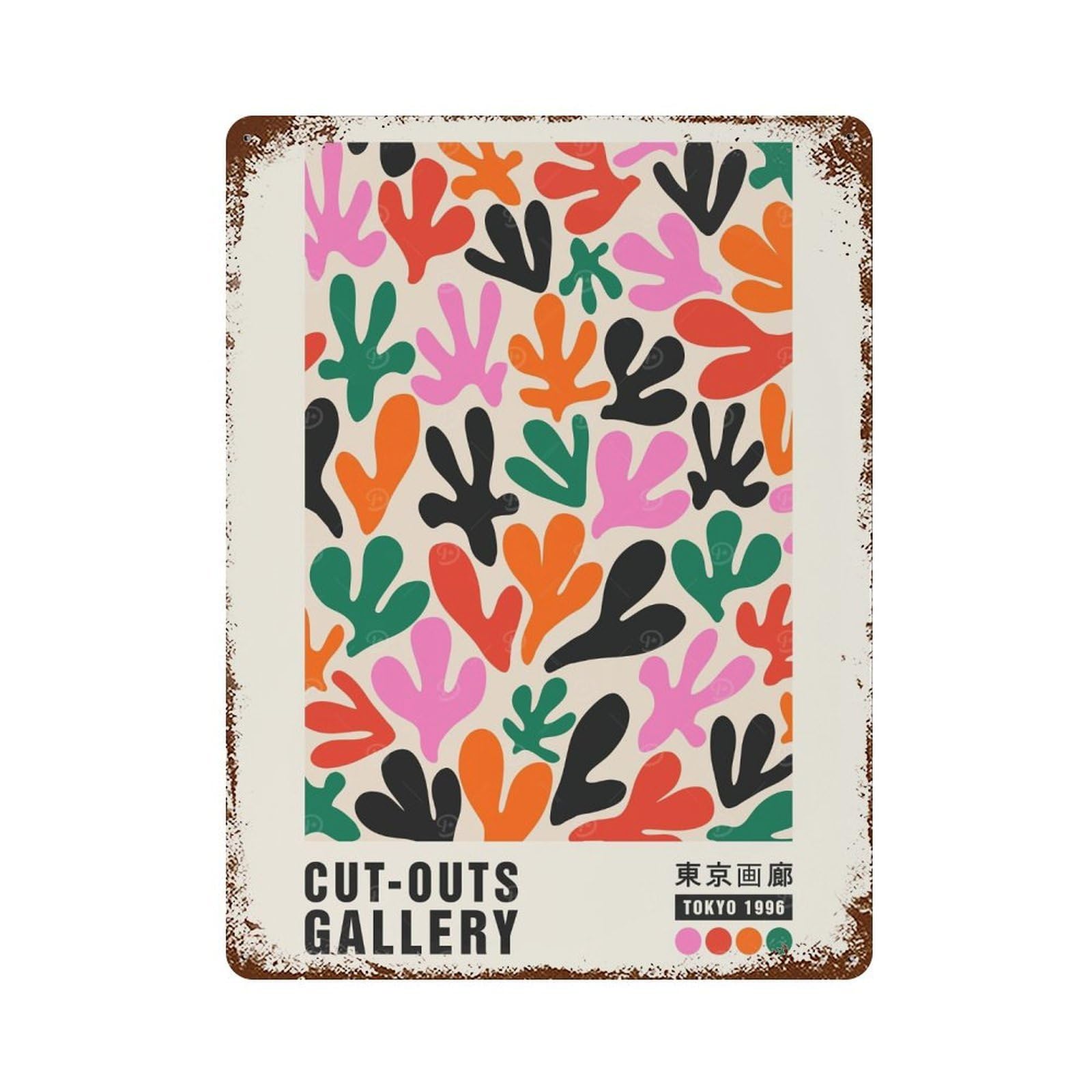 Fauvism Leaves Art Print 15.7"x11.8" Vintage Rust Metal Sign, Novelty Wall Decor for Living Room, Hallway And Home Decor