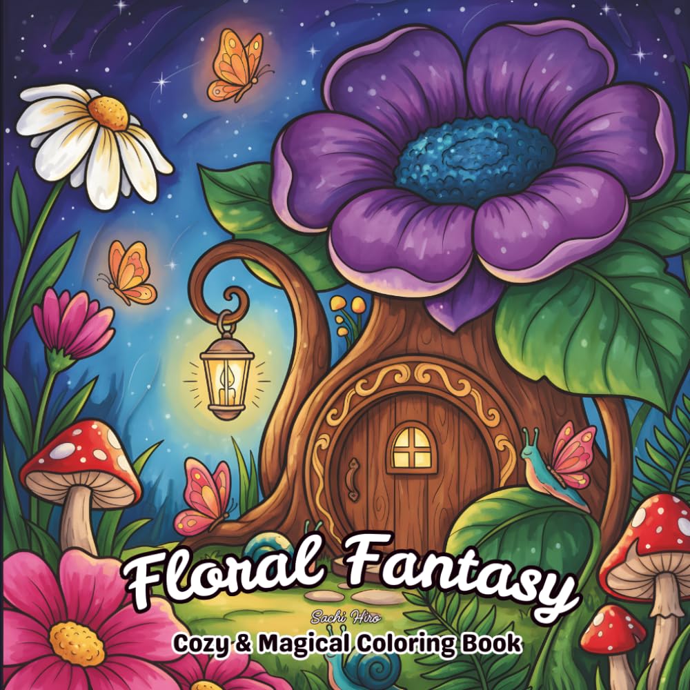 Floral Fantasy Coloring Book: Whimsical Floral Fantasy with Cute Fairies & Cozy Blossom Cottages | Bold and Easy Designs for Relaxing Coloring (Fantasy Coloring Pages)