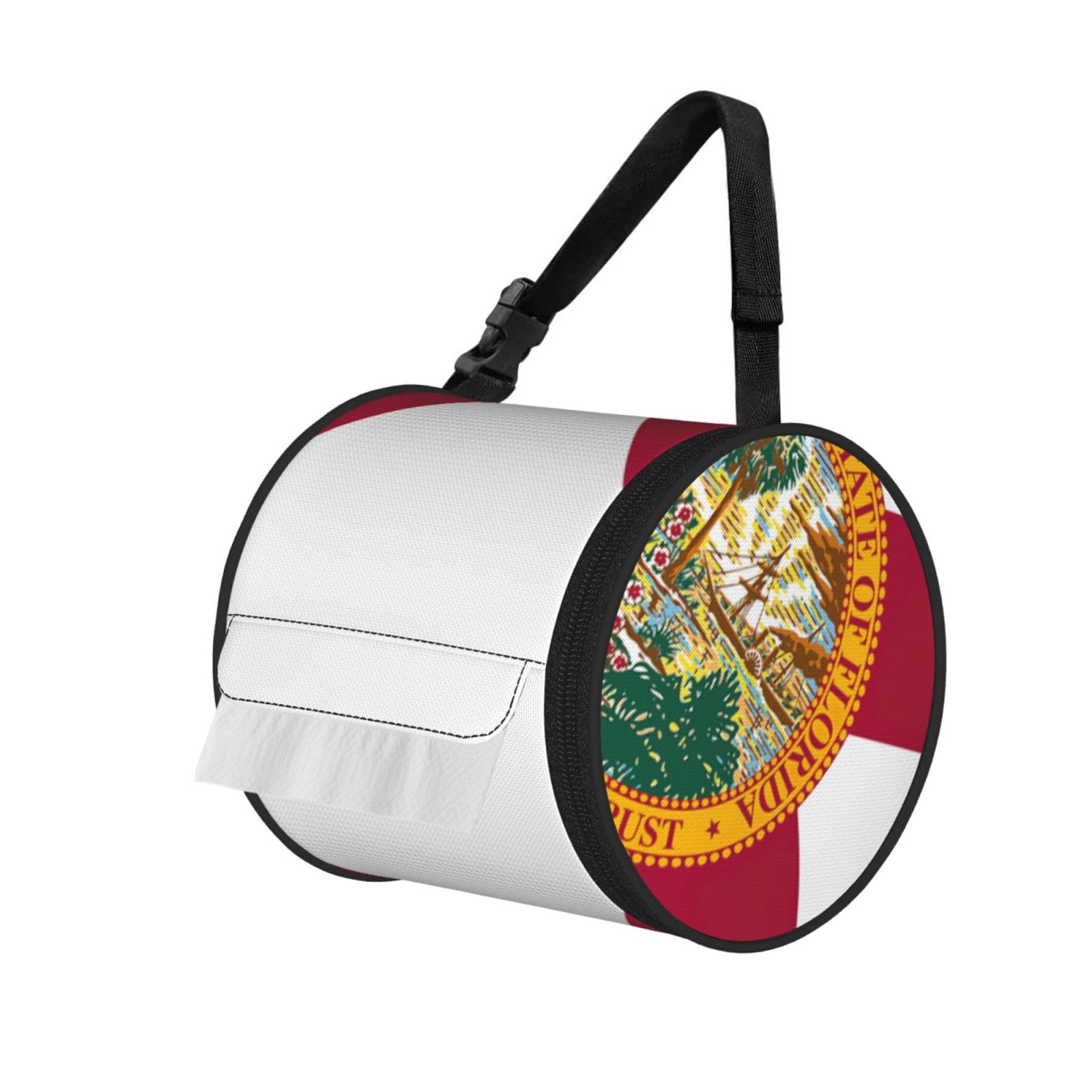 Florida Flag Print Fashion Tissues Organizer Box, Hanging Tissue Holder For Purse Coins For Car Office Daily Outing