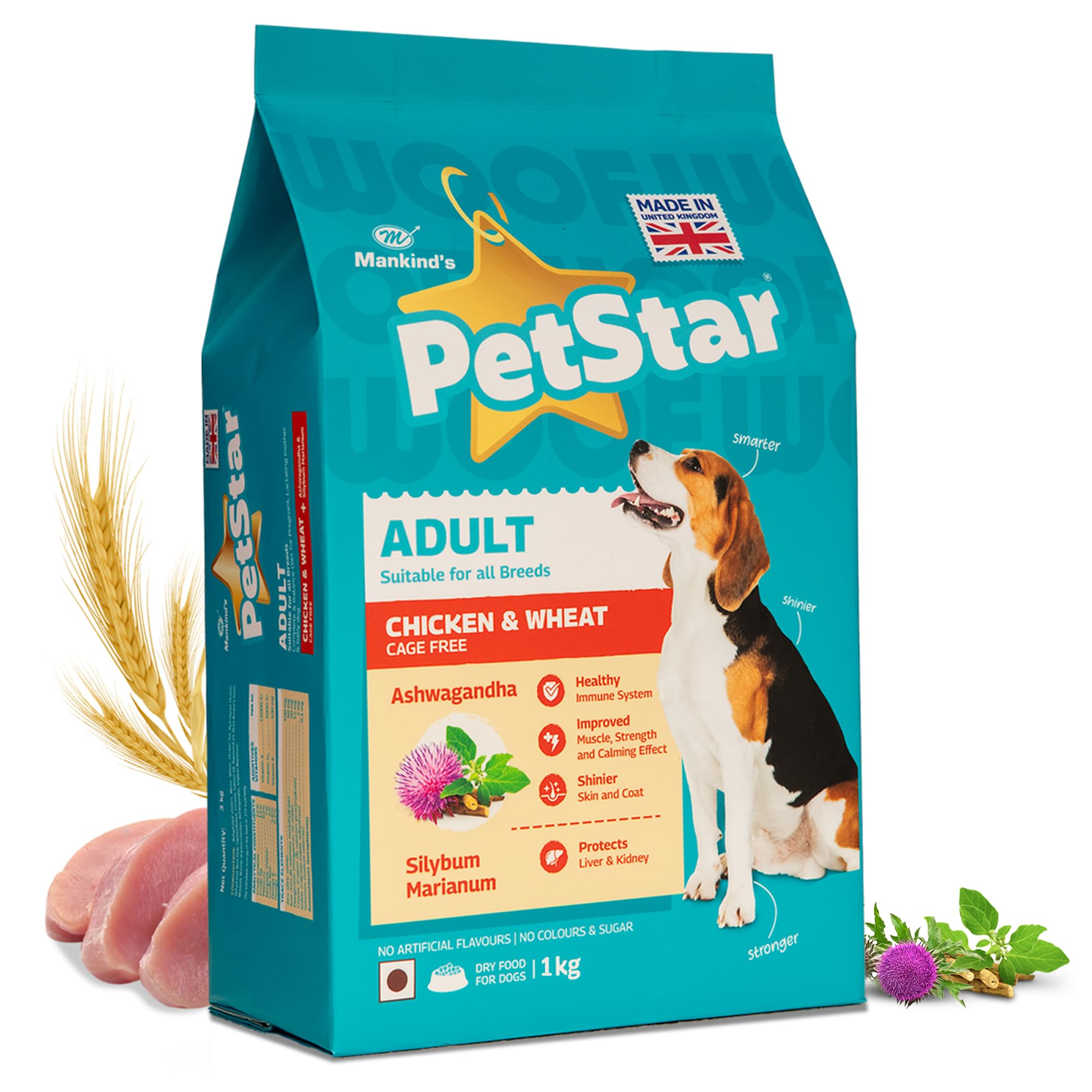 Sponsored Ad - Mankind Petstar Adult Dry Dog Food (High Protein) Chicken & Wheat Flavor, 1kg | Improves Muscle & Strength, Supports Immunity, Protects Liver & Kidney