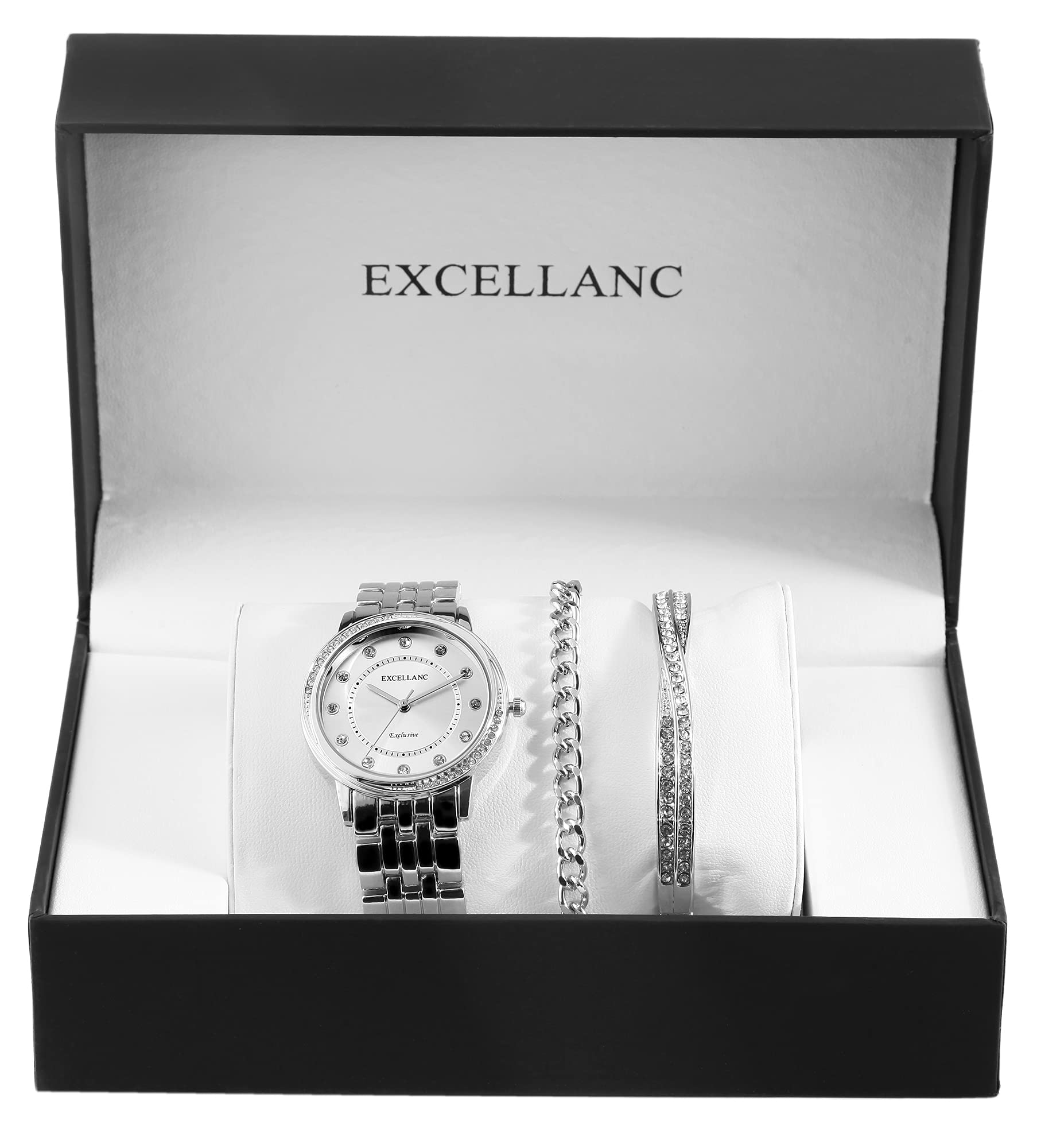 Excellanc Set regalo da donna con bracciale e strass 1800218, Metallo,