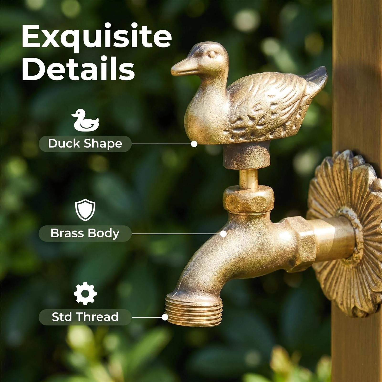 Freistehende Garten-Wassersäule (ohne Wasserhahn) oder Frostsicherer Messing-Außenwasserhahn, Edelstahl/Messing Vertikaler Gartenhydrant mit Schlauchhalter (Tap J)