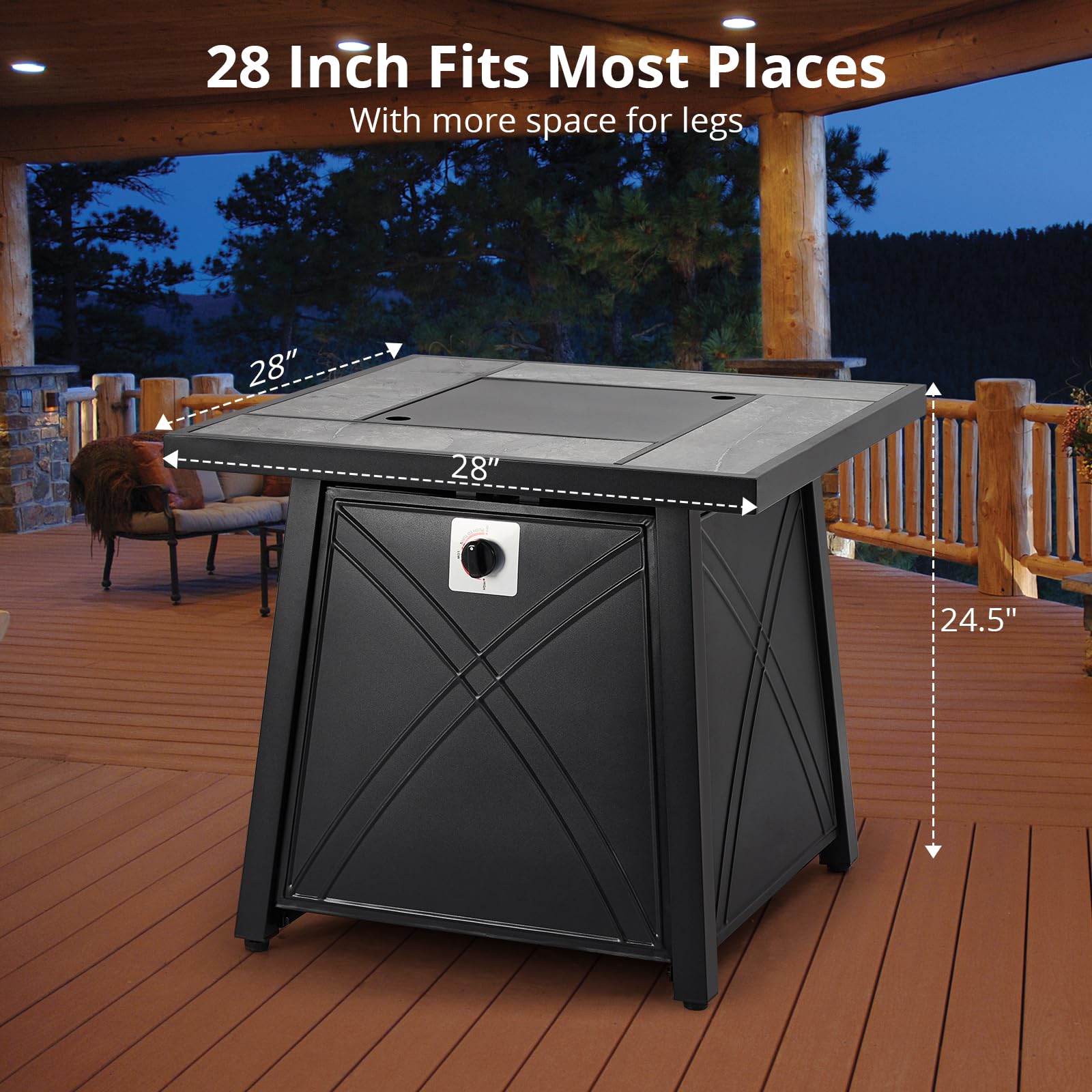 Hoguera Exterior YITAHOME Mesa Para Fogata De Propano De 57 Pulgadas,  Hoguera De Gas De 50,000 BTU Con Sistemas De Encendido, Mesa De Hierro,  Roca De Lava, Cubierta, Colgador De Tapa, Mesa, image size:1600x1600