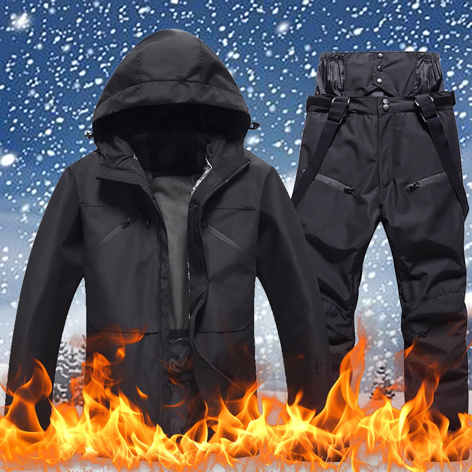 Sunnyuk Tuta Snowboard Uomo Completo da Snowboard Intera Salopette Invernale da Neve Tuta Taglie Forti da Sci Curvy Impermeabili Termico Elegante