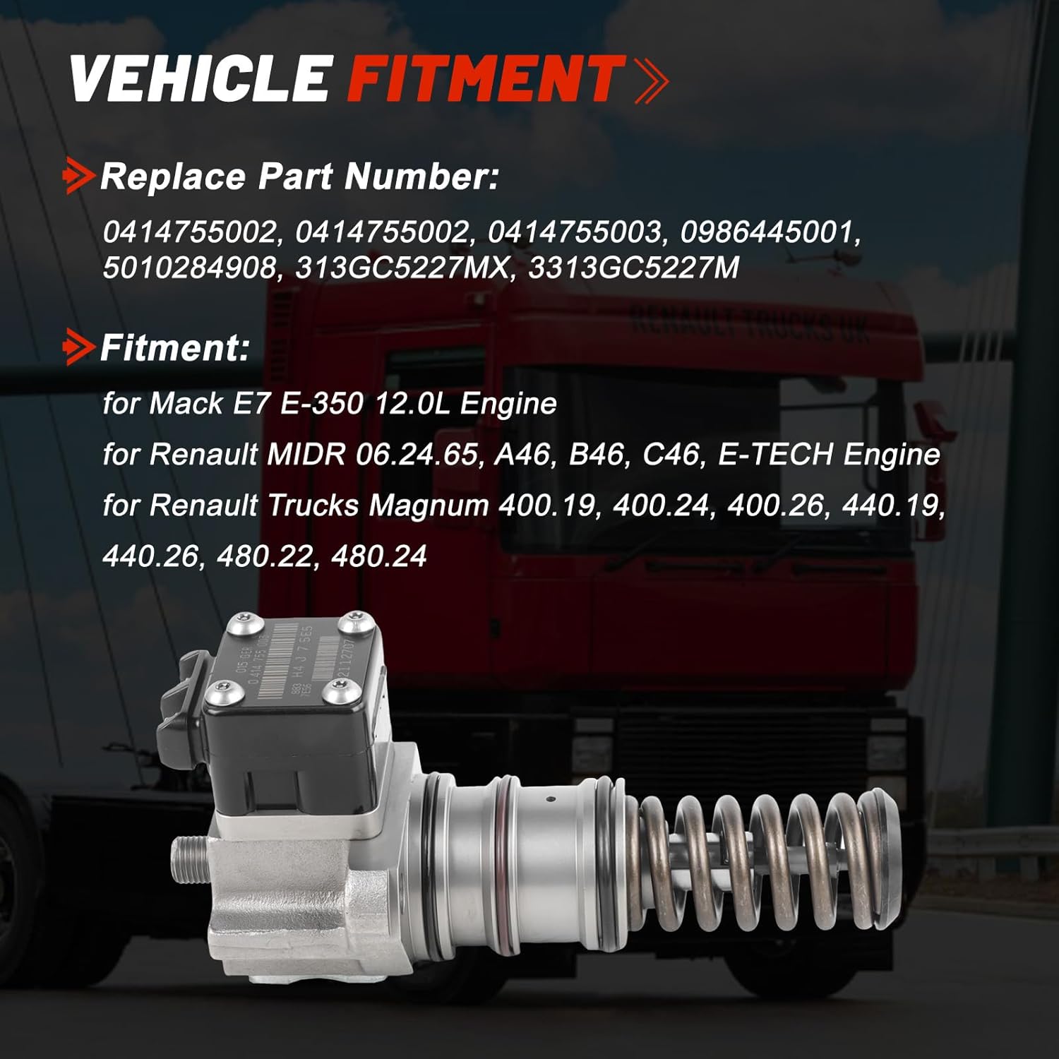 0414755003 0414755002 313GC5222M 0986445001 Electronic Unit Pump for Mack 247 E7 E7-530 Truck Renault Magnum E.TECH MIDR 06.24.65 A46 B46 C46 400 440 480