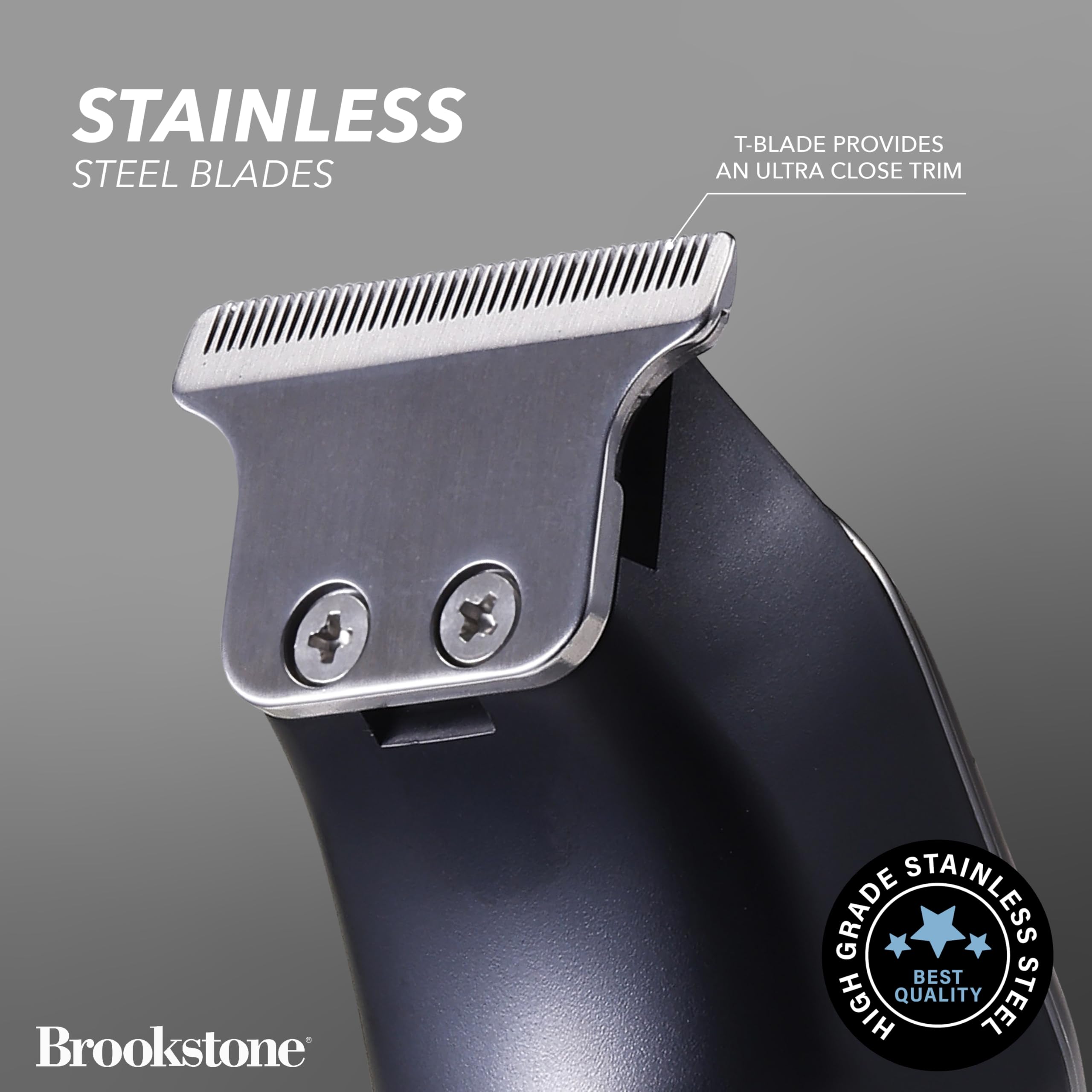 Brookstone - Cortapelos de hoja en T inalámbrica metálica, corte de precisión con batería recargable y elegante acabado metálico (negro)