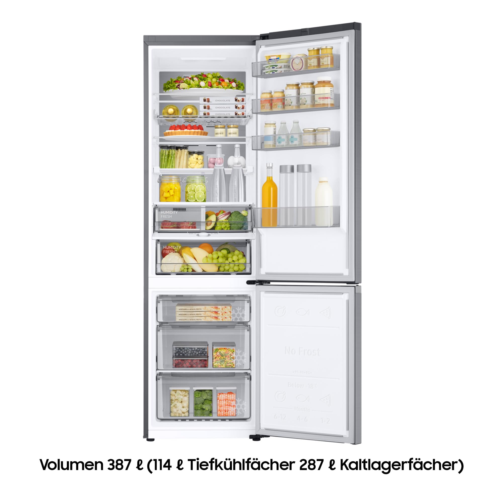 Samsung RB38C7AGWS9/EF Kühl-Gefrierkombination, 203 cm, 387 l, AI-Kühlschrank mit Gefrierfach, SmartThings AI Energy Mode, Cool Select+, Twin Cooling Plus, Metal Cooling, Edelstahl Look