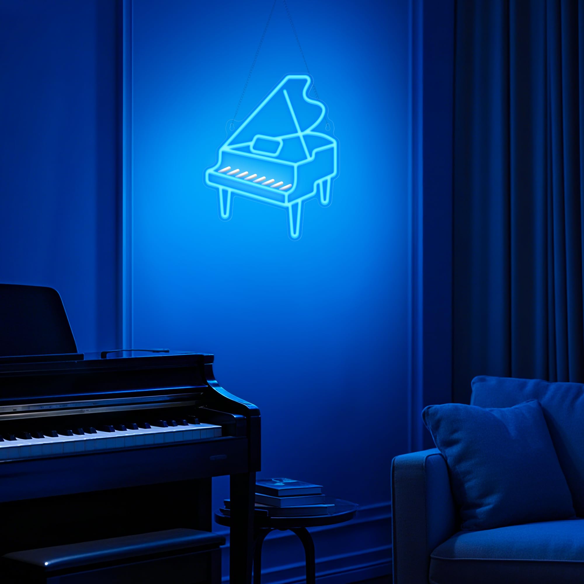 CoolGift Mart Luce al neon a forma di pianoforte, dimmerabile, a LED, da parete, alimentazione USB, decorazioni per camera da letto, soggiorno, club, studio, regalo per gli amanti della musica
