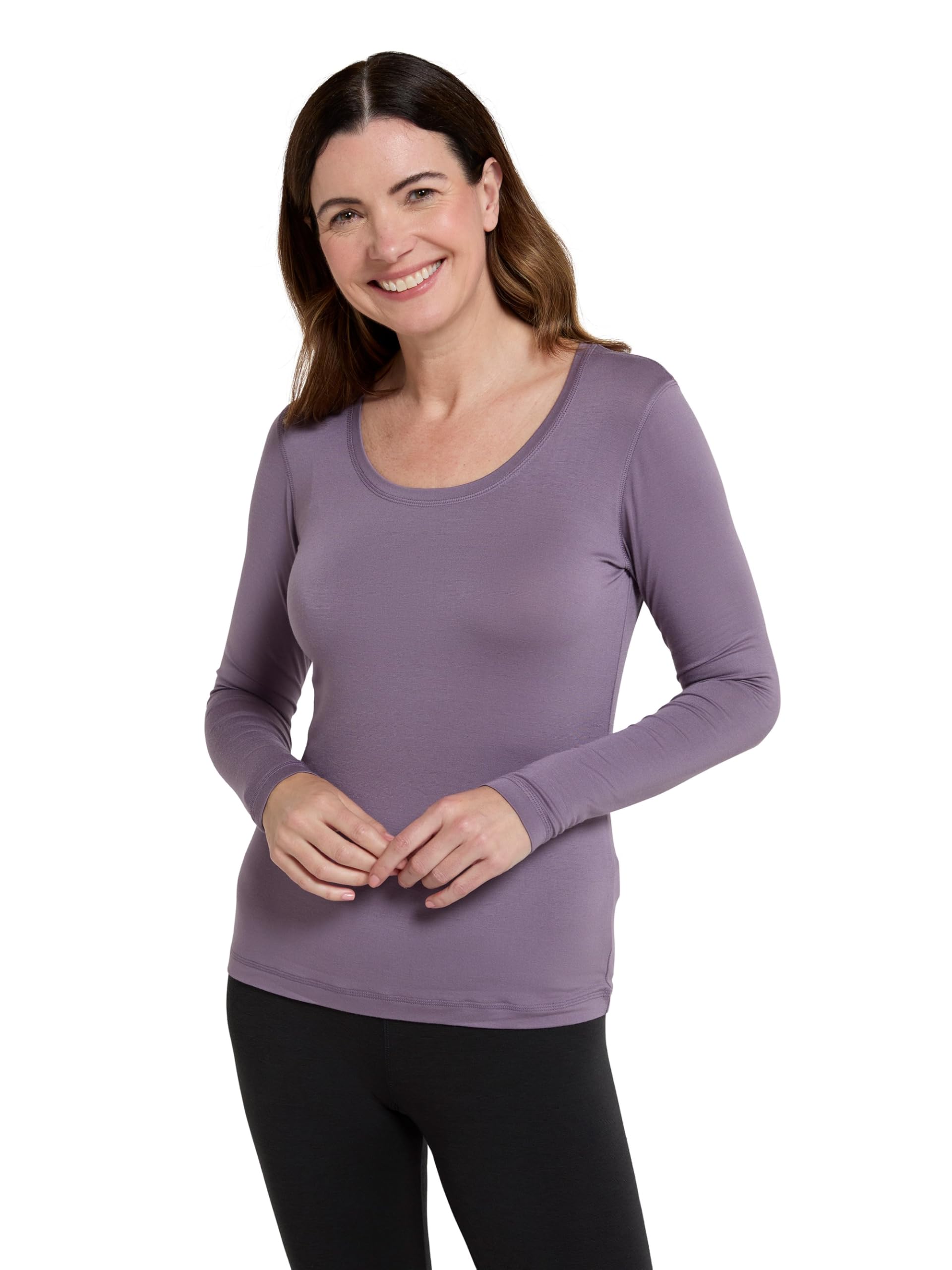 Mountain Warehouse Women's Dusky Purple (Keep The Heat) Keep The Heat Isotherm Round Neck Top -Lightweight Baselayer, Breathable Underlayer, Warm -Best For Winter, Skiing, Snowboarding Dusky Purple Size 18