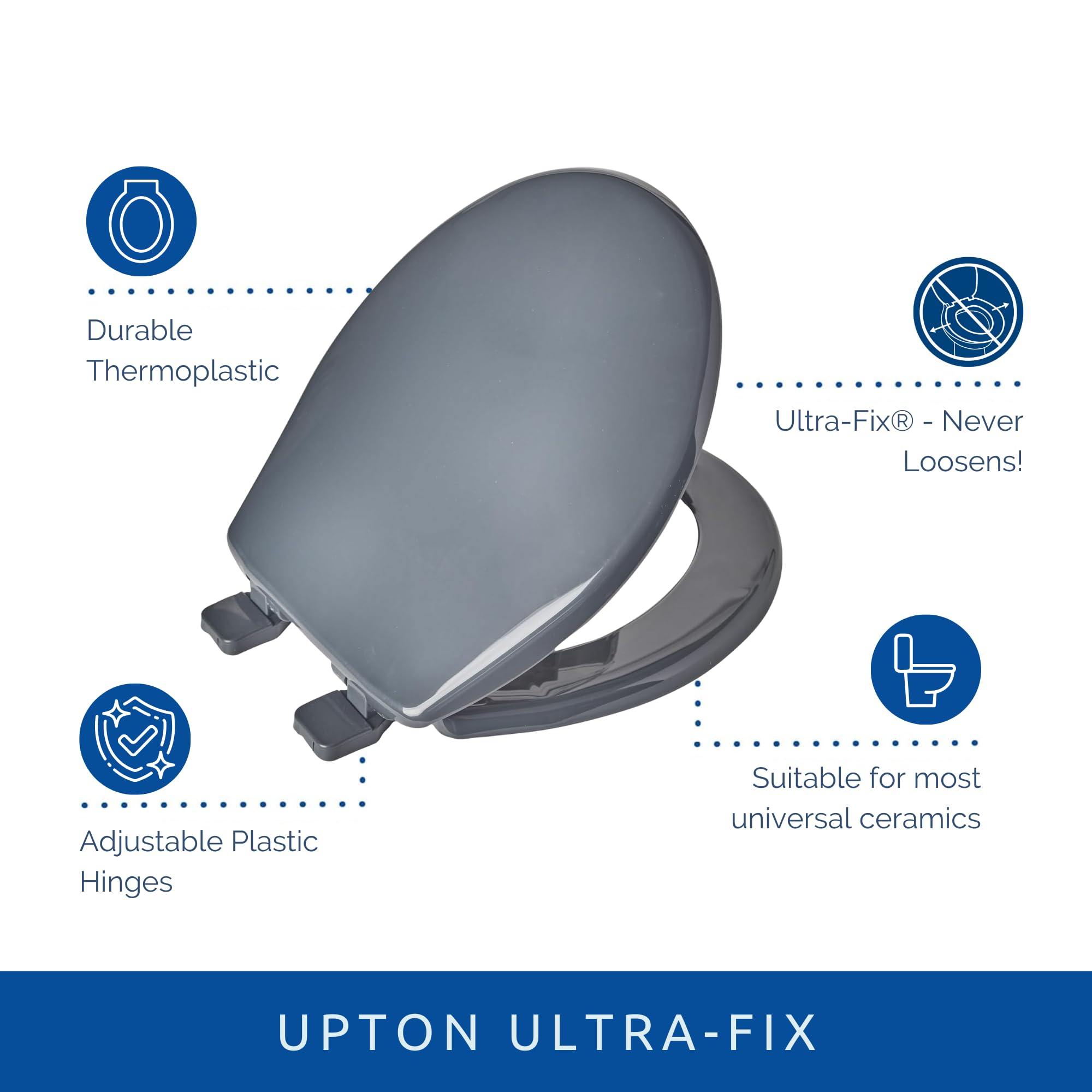 BEMIS Upton Toilet Seat Soft Close Ultra Fix Universal White Or Slate Grey | UK - View #14