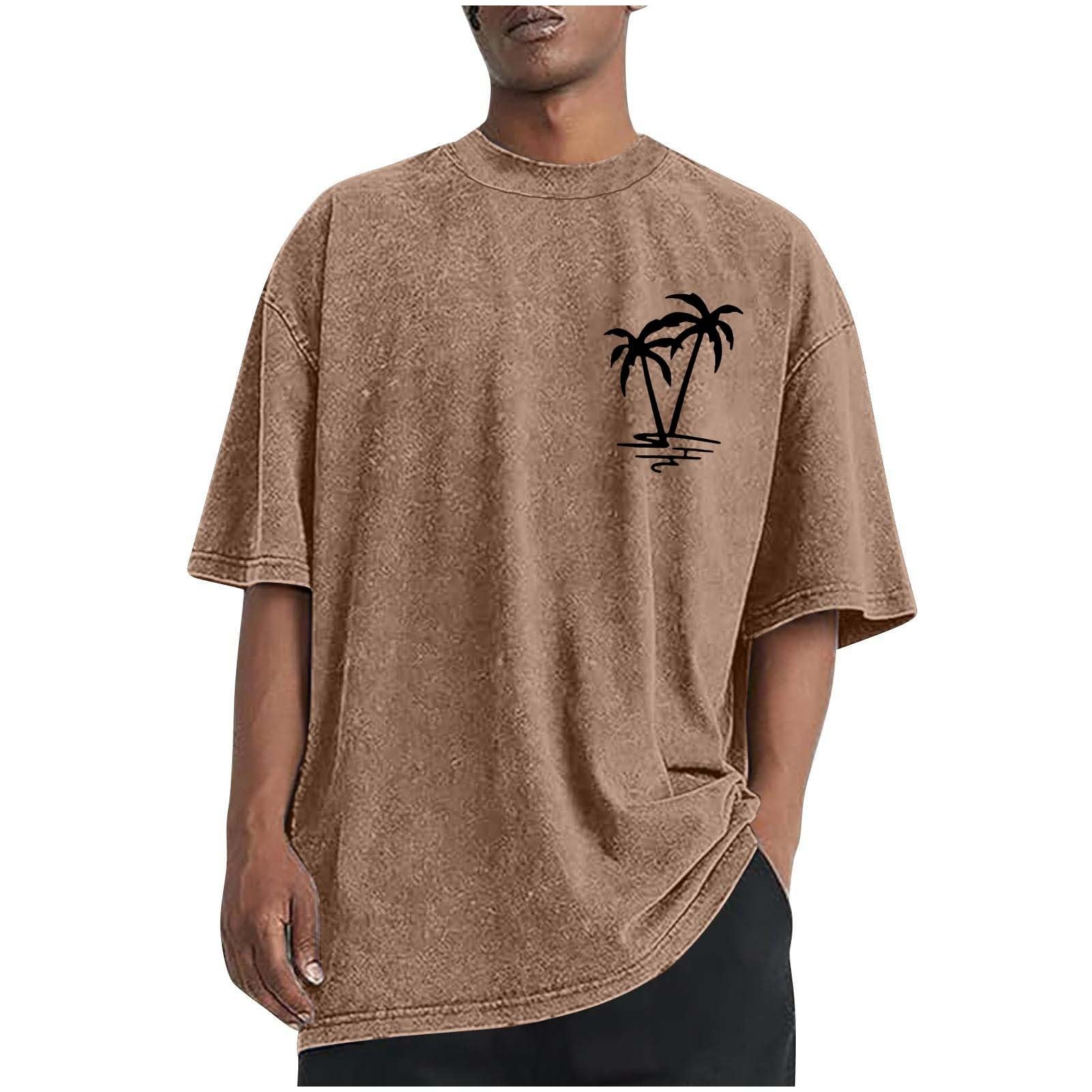 Mens Graphic Print T Shirt Oversized Fit Short Sleeve Casual Streetwear Tee Fashion Washed Cotton Style Top 2026