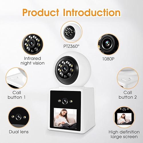 Miniatura 7 de Cámara de seguridad de videollamada bidireccional con pantalla HD, cámara de seguridad para el hogar interior de 1080P, cámara de cuidado de casa