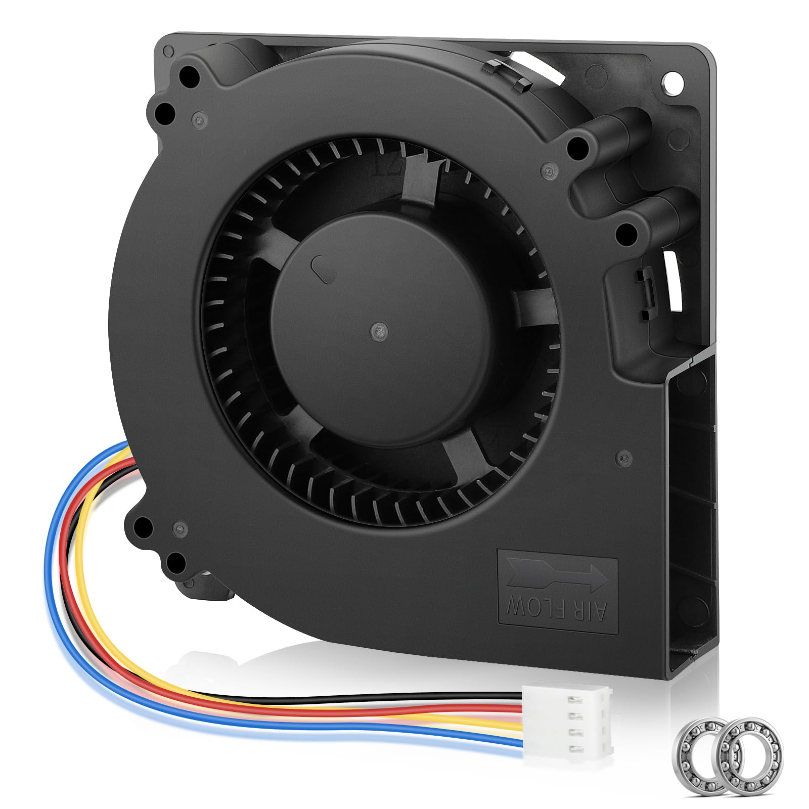 WDERAIR 120mm x 32mm Dual Ball 4Pin DC Computer Centrifugal Blower Fan 12V PWM Big Airflow for DIY Air Exhaust Vent Cooling