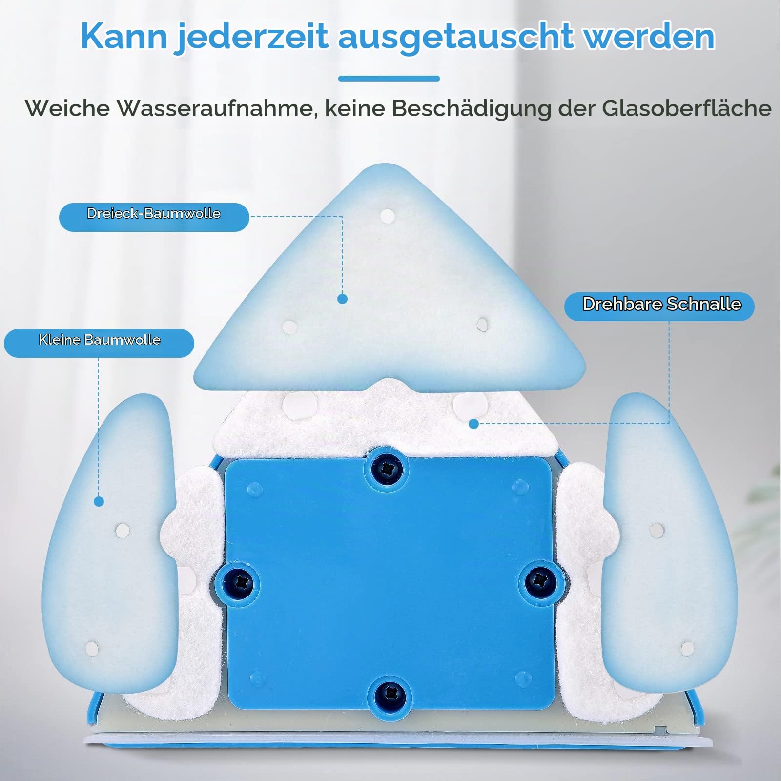 Doppelseitiger Fensterabzieher 5 einstellbares magnetisches Reinigungsbürstenwerkzeug Glaswischer Für Glasdicke 4-28 mm Glas Magnetreinigungswerkzeug