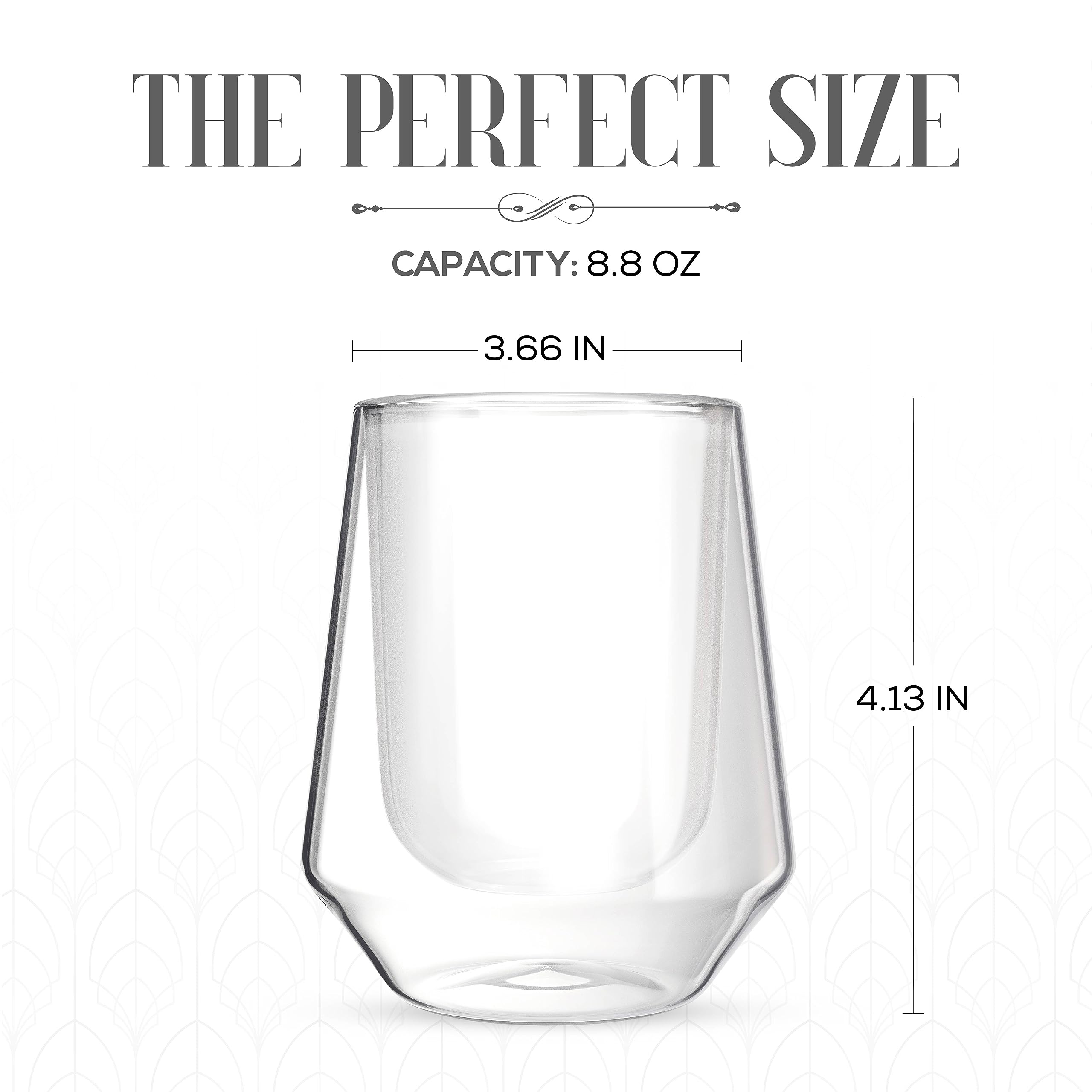 Elle Decor Szklanki z podwójnymi ściankami – kubki ze szkła borokrzemowego o pojemności 230 ml, przezroczyste naczynia do napojów gorących/zimnych napojów, kawy, espresso, cappuccino, latte,