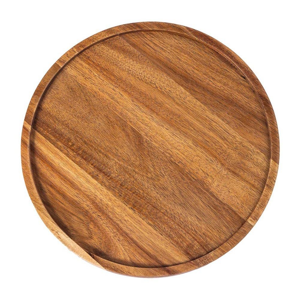 CTRLZS Round Wood Tray,Wooden Serving Tray,Serving Platter,Appetizer Charcuterie Board,Tray Organizer for Kitchen/Countertop A