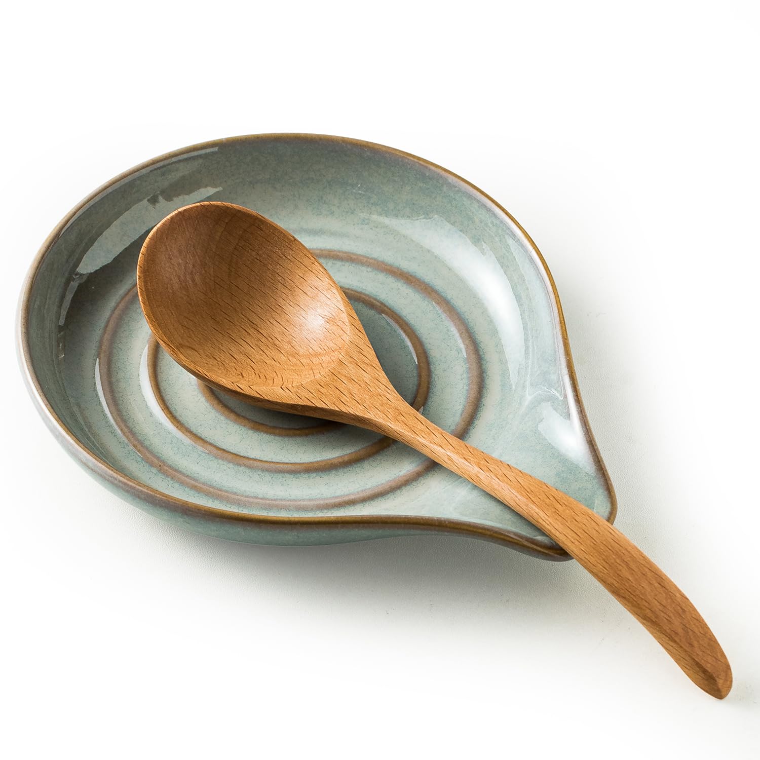 LAUCHUH Spoon Rest,5'' Large Holder for Stove Top Ceramic Rest Size Spatula Kitchen Utensils,Ladle,Coffee Spoons,Cooking spoons,Spatula,Tongs,Housewarming Gifts,Unique Gray (SY270-CG)