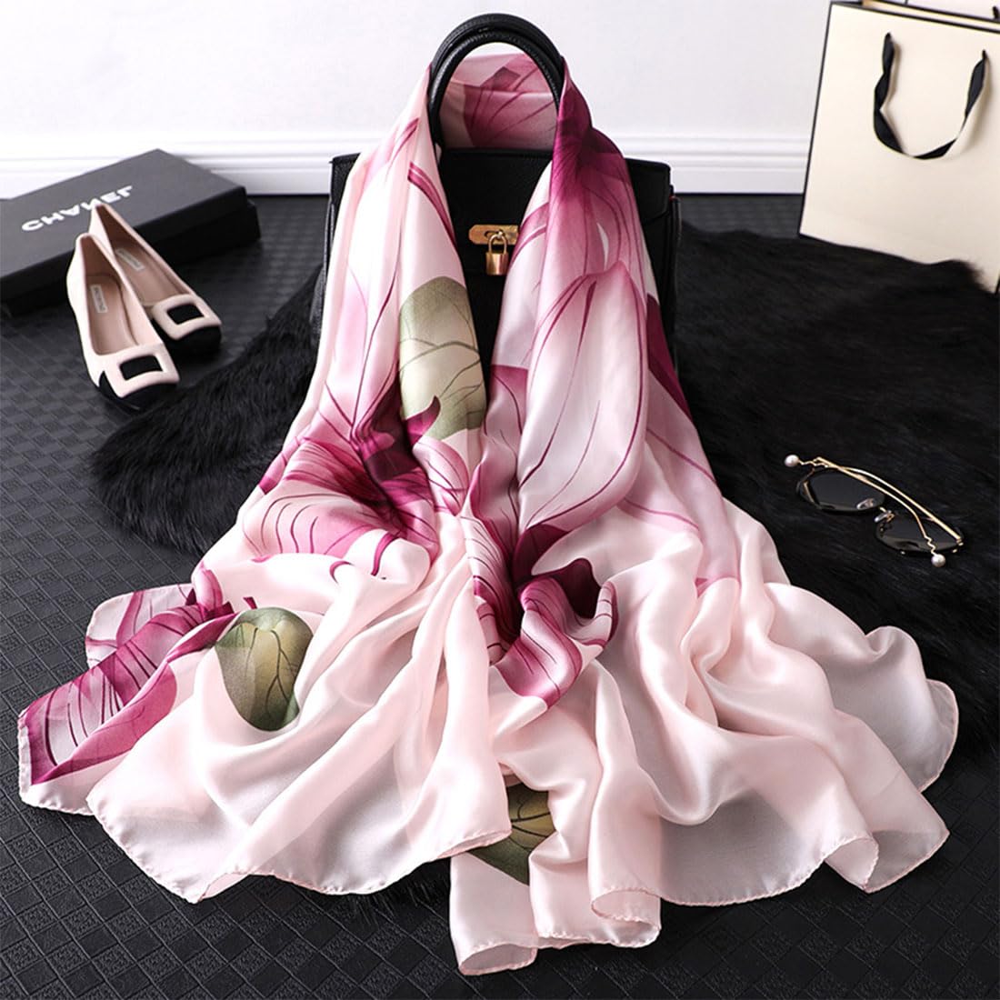 Sciarpa Donna Leggera 90x180 Cm - Seta Elegante Per Cerimonie | Foulard Multiuso - Foto 4