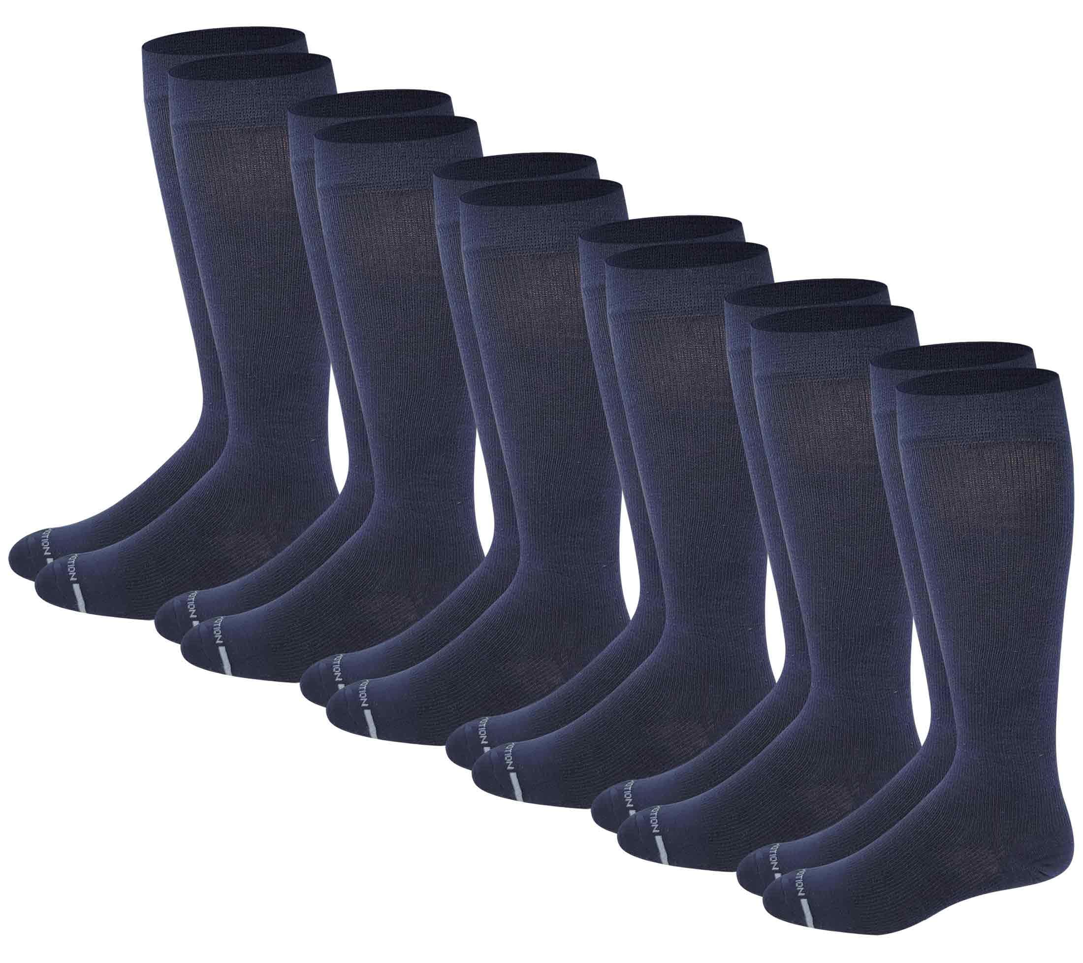 Dr. Motion Men's Knee High Compression Socks 8-15 mmHg ( 6 Pairs Pack )