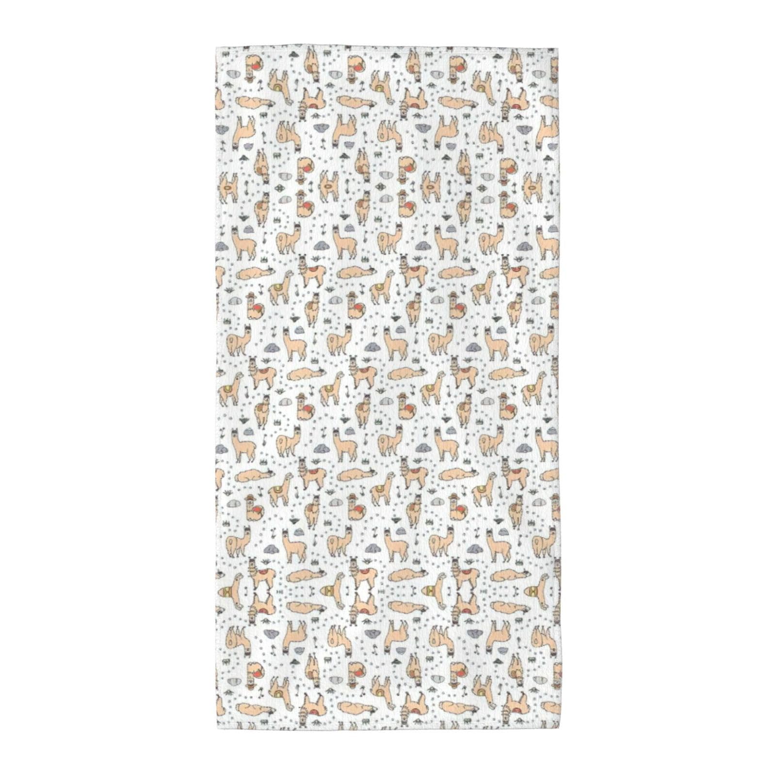 SDEGTHO Llama Cartoon Pattern Fashion Printed Bath Towel High Water Absorption For Hiking Trip