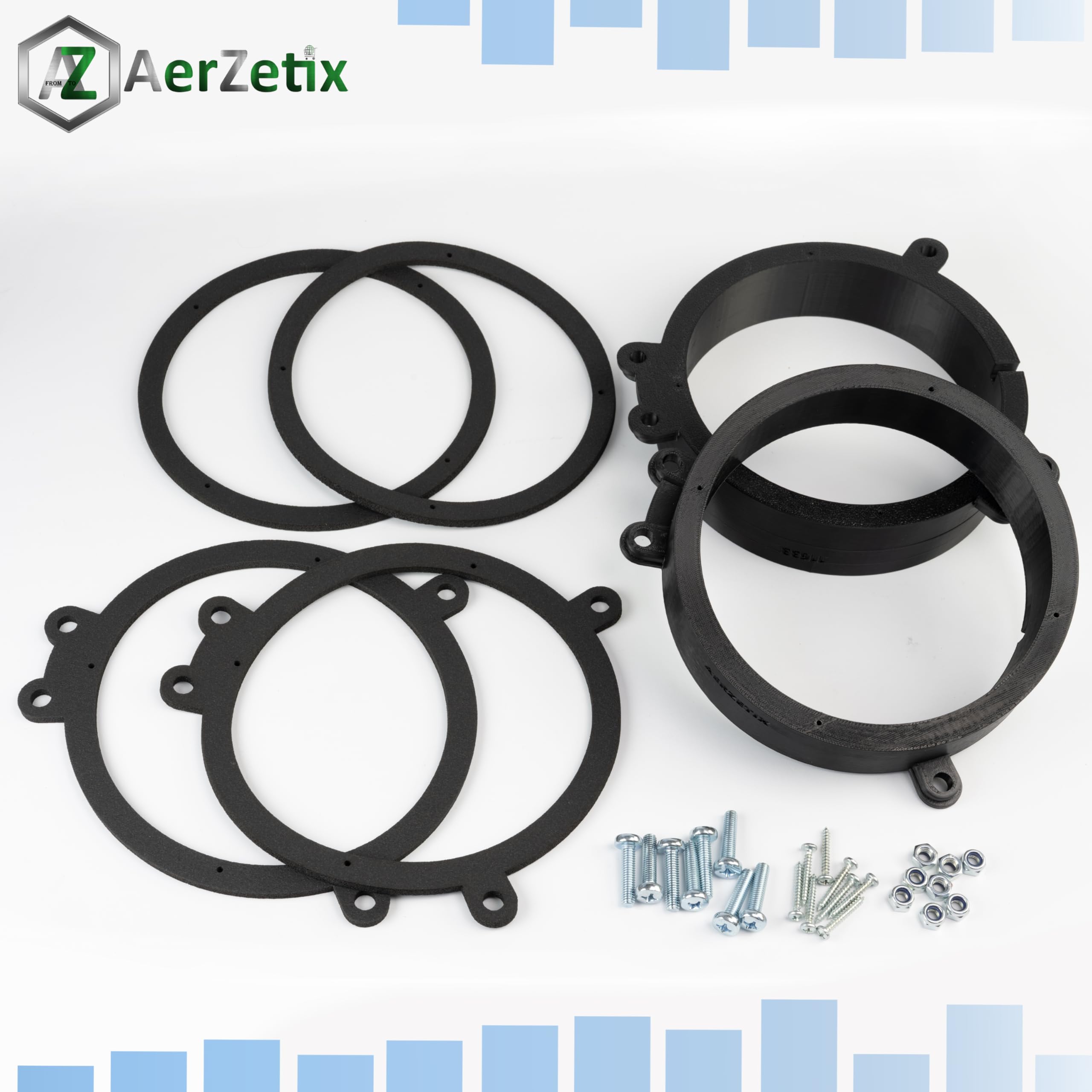 Aerzetix | Kit di 2 adattatori per altoparlanti Ø165 mm in plastica ABS | compatibile con Mercedes-Benz C-Class W203 sedan, S203 T-Modell, CLC-Class CL203 Sportcoupé, CLK A209/C209 Cabriolet/Coupé